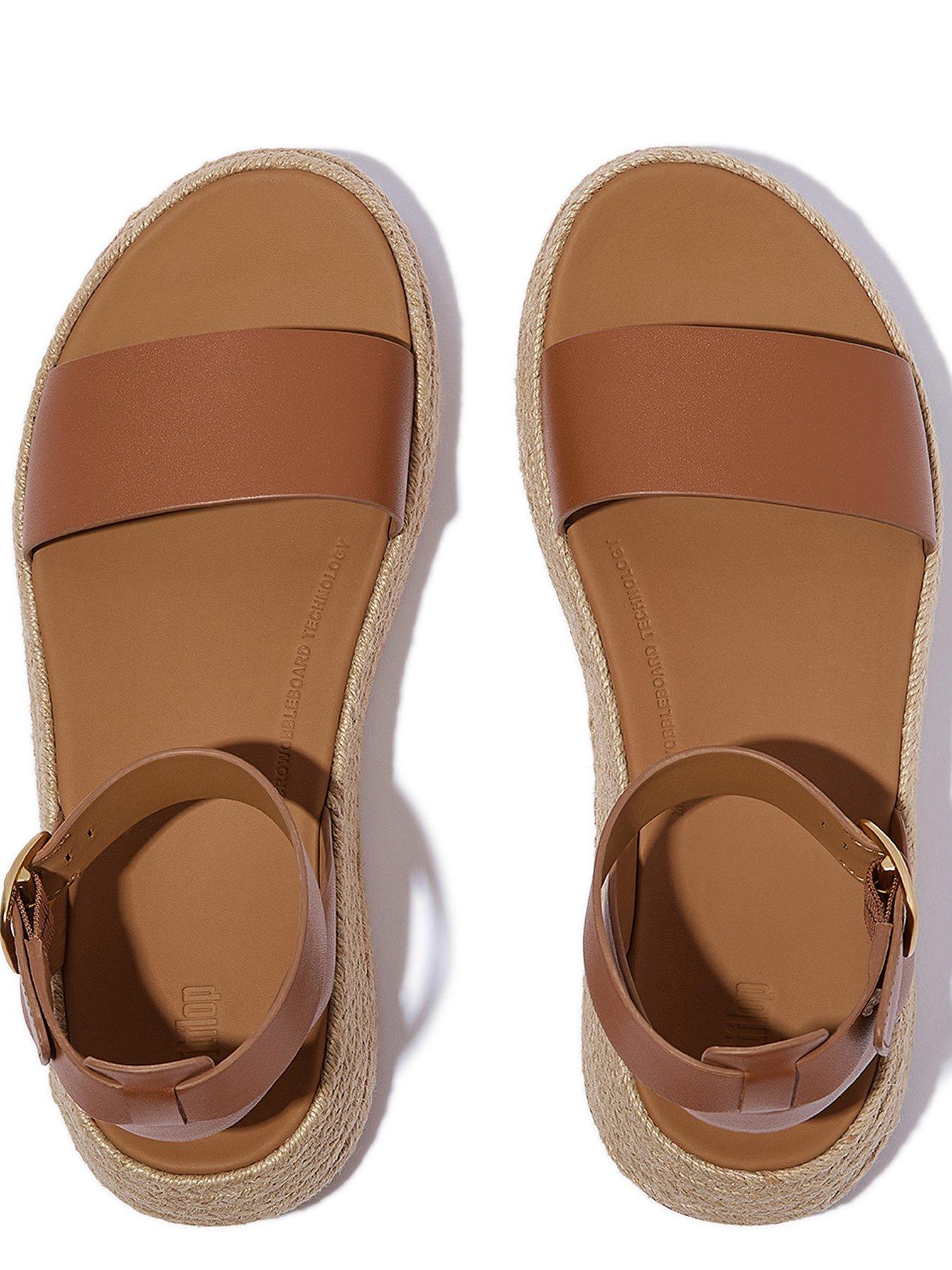  image of fitflop-f-mode-espadrille-leather-flatform-astrap-sandals-deep-tan