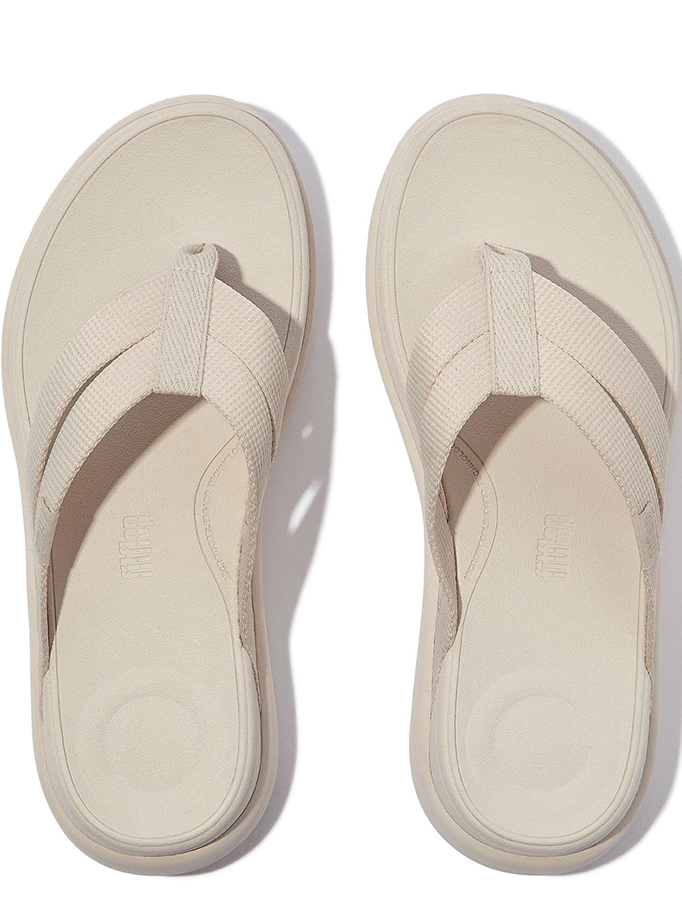Image 4 of 5 of FitFlop F-Mode Go Webbing Flatform Strappy Flip-Flops - Beige