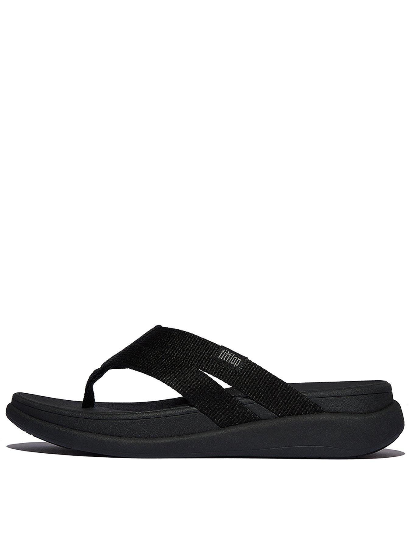 FitFlop F-Mode Go Webbing Flatform Strappy Flip-Flops - Black