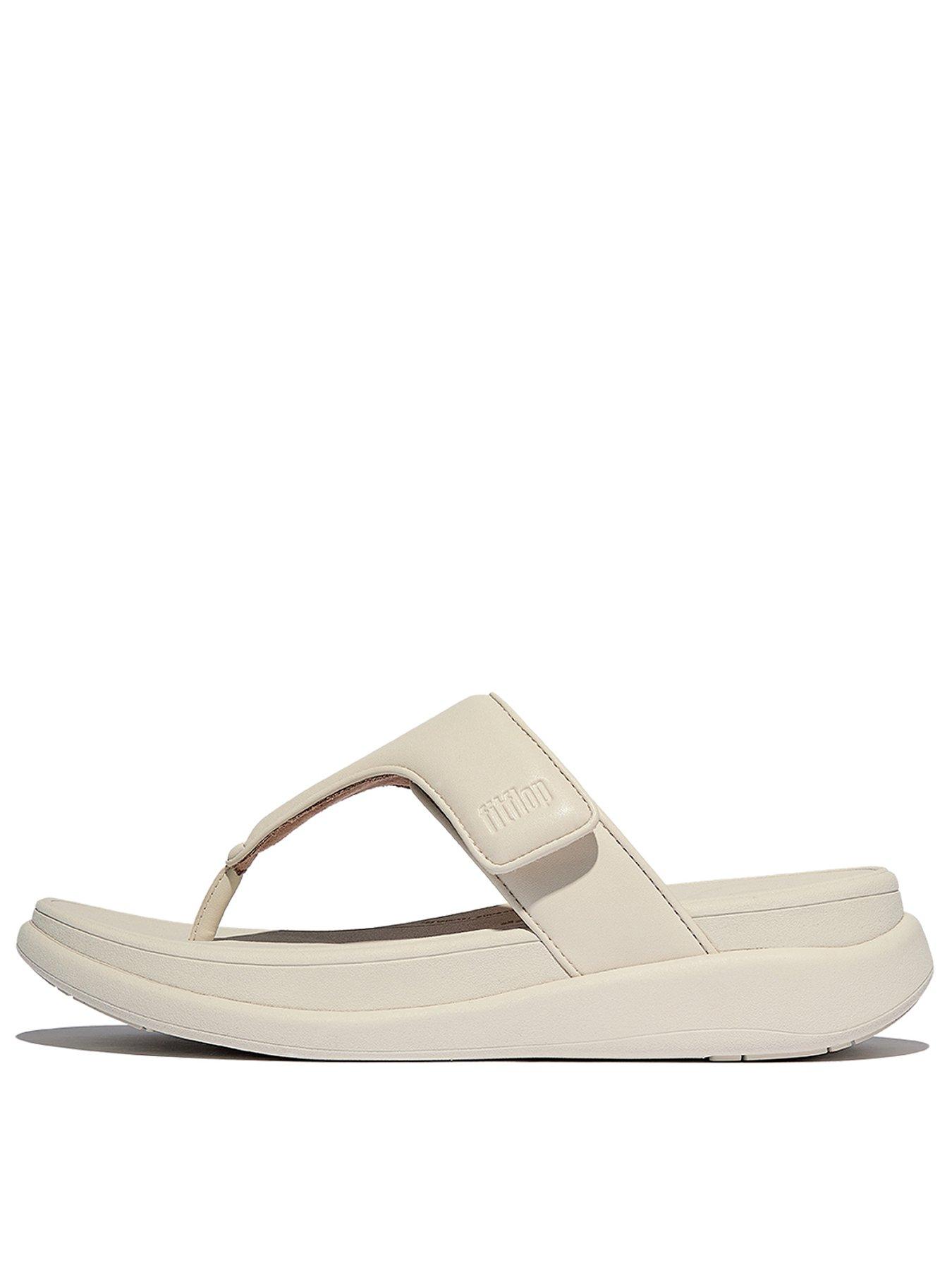 FitFlop F-Mode Knot Soft Leather Toe Post Flatform Sandals - Metallic Chocolate Brown