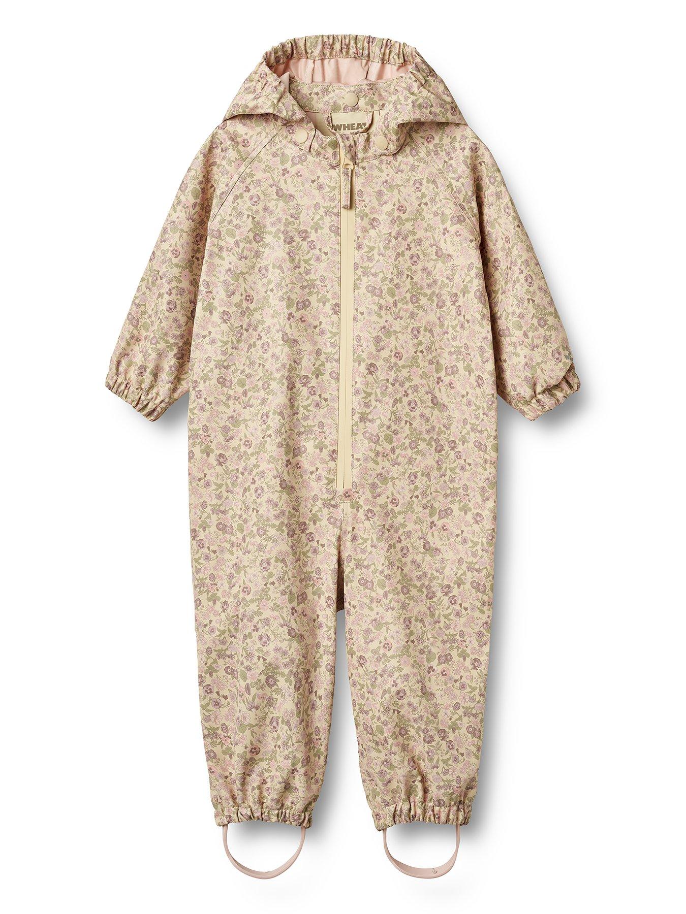 Wheat Baby Girls Sibling Printed Puddlesuit - Cream