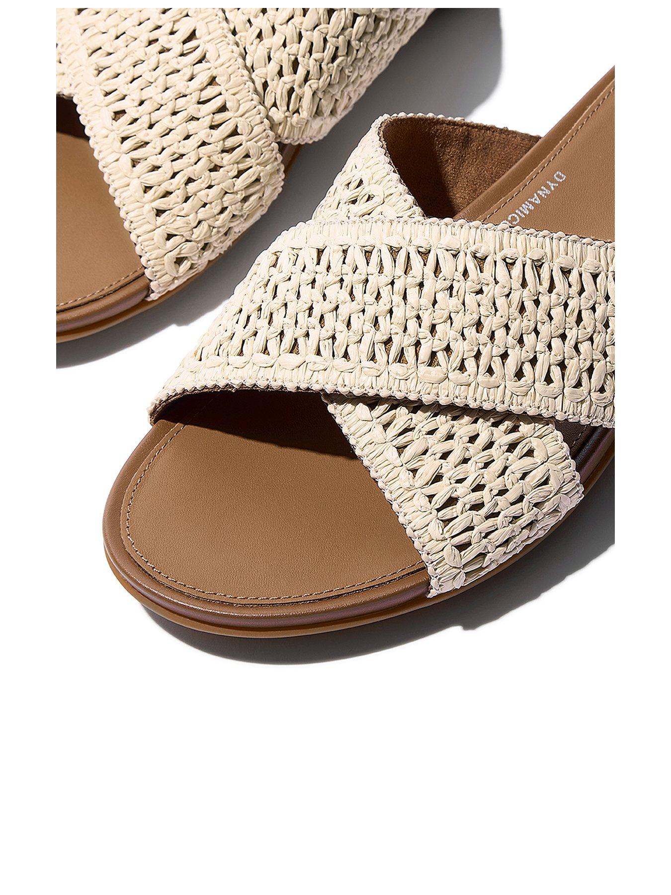  image of fitflop-gracie-woven-cross-slides-deep-tanivory