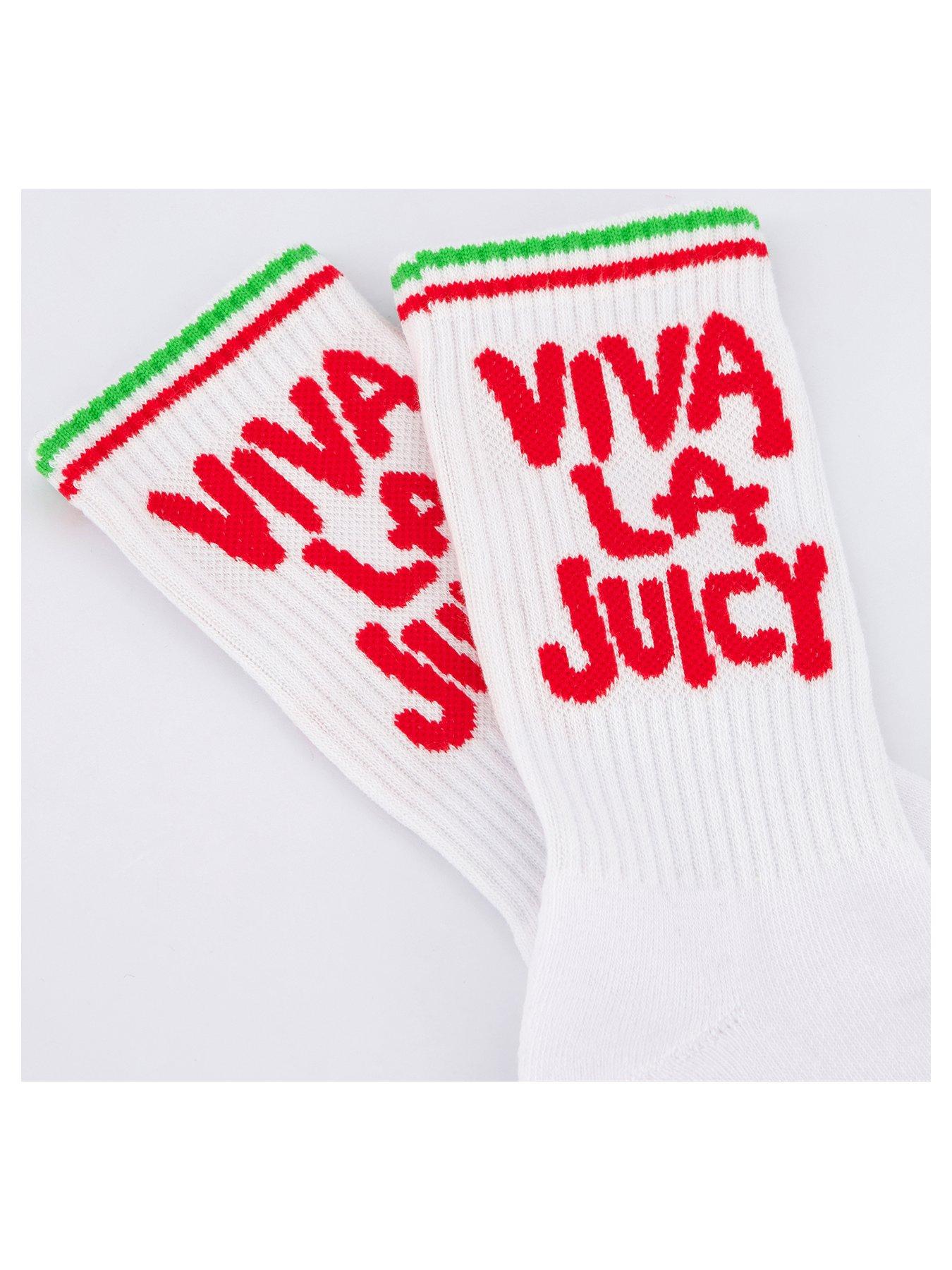 Juicy Couture Ribbed Viva La Logo Ankle Socks - White