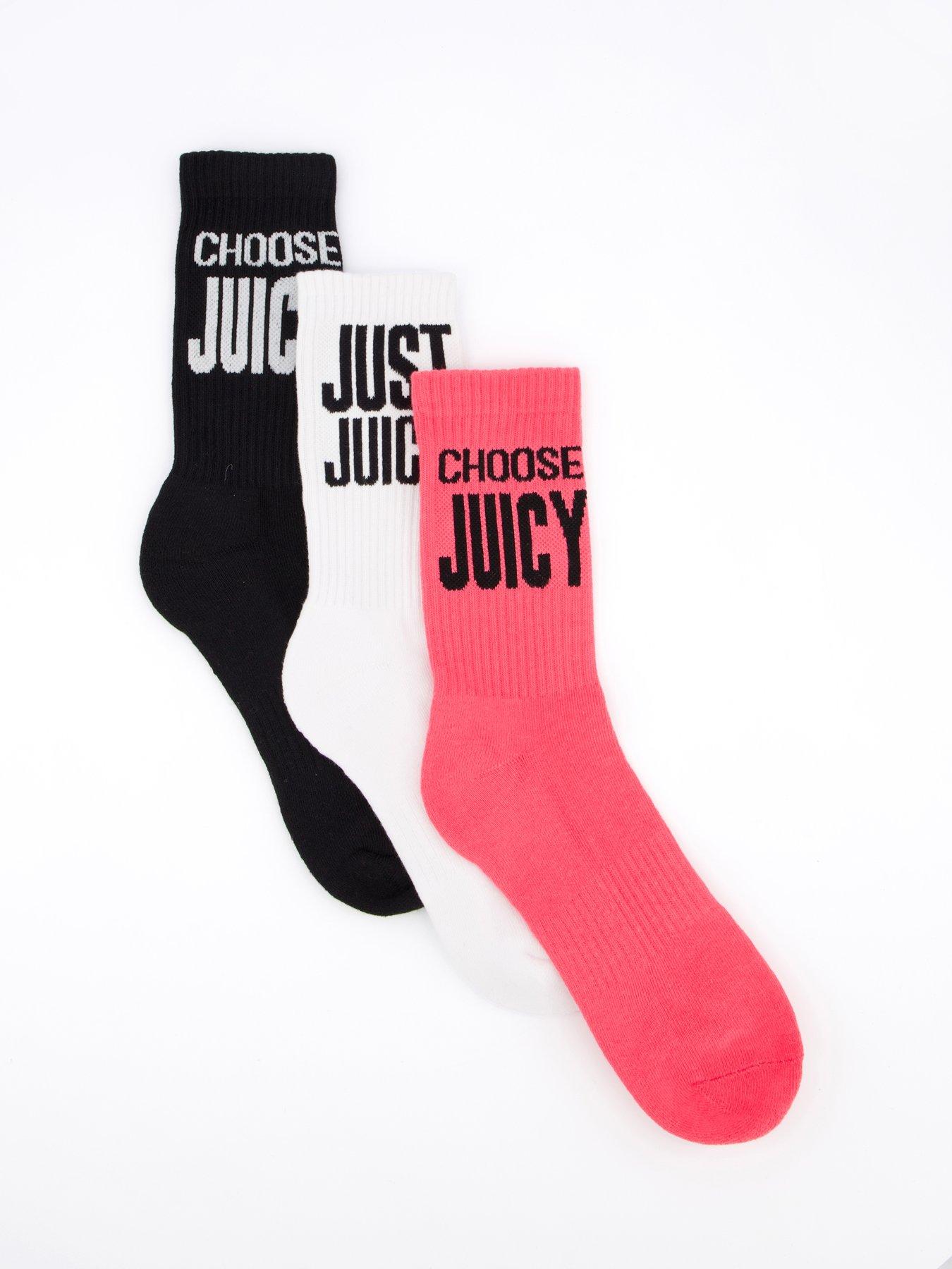 Juicy Couture Ribbed 3-Pack Choose Logo Ankle Sock - Multi