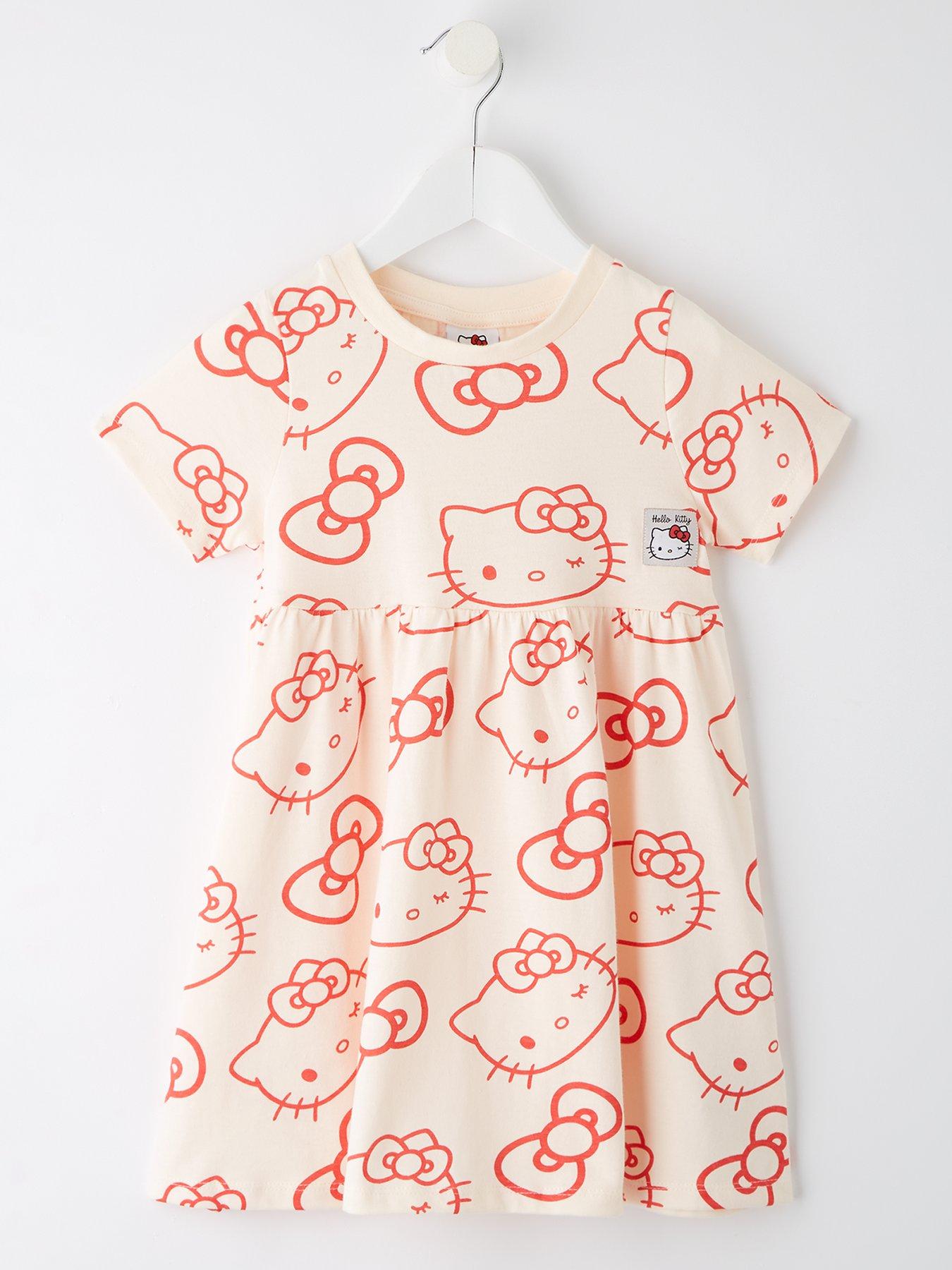 undefined Hello Kitty All Over Print Short Sleeve Skater Dress - Red