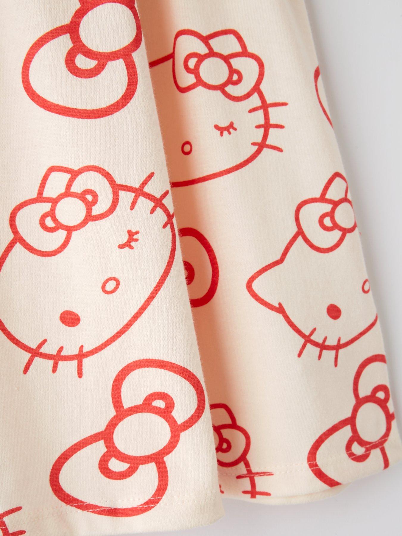 Image 4 of 4 of Hello Kitty All Over Print Short Sleeve Skater Dress - Red