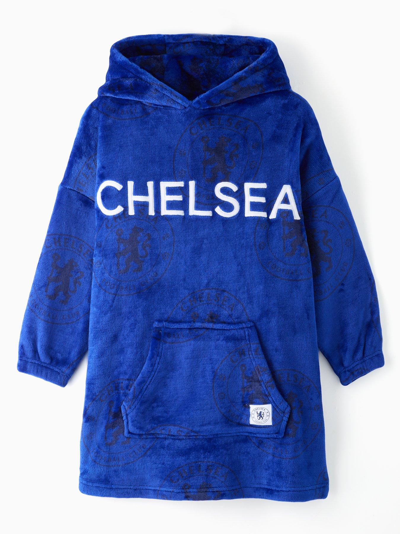 undefined Chelsea FC Football Fleece Hooded Blanket - Blue