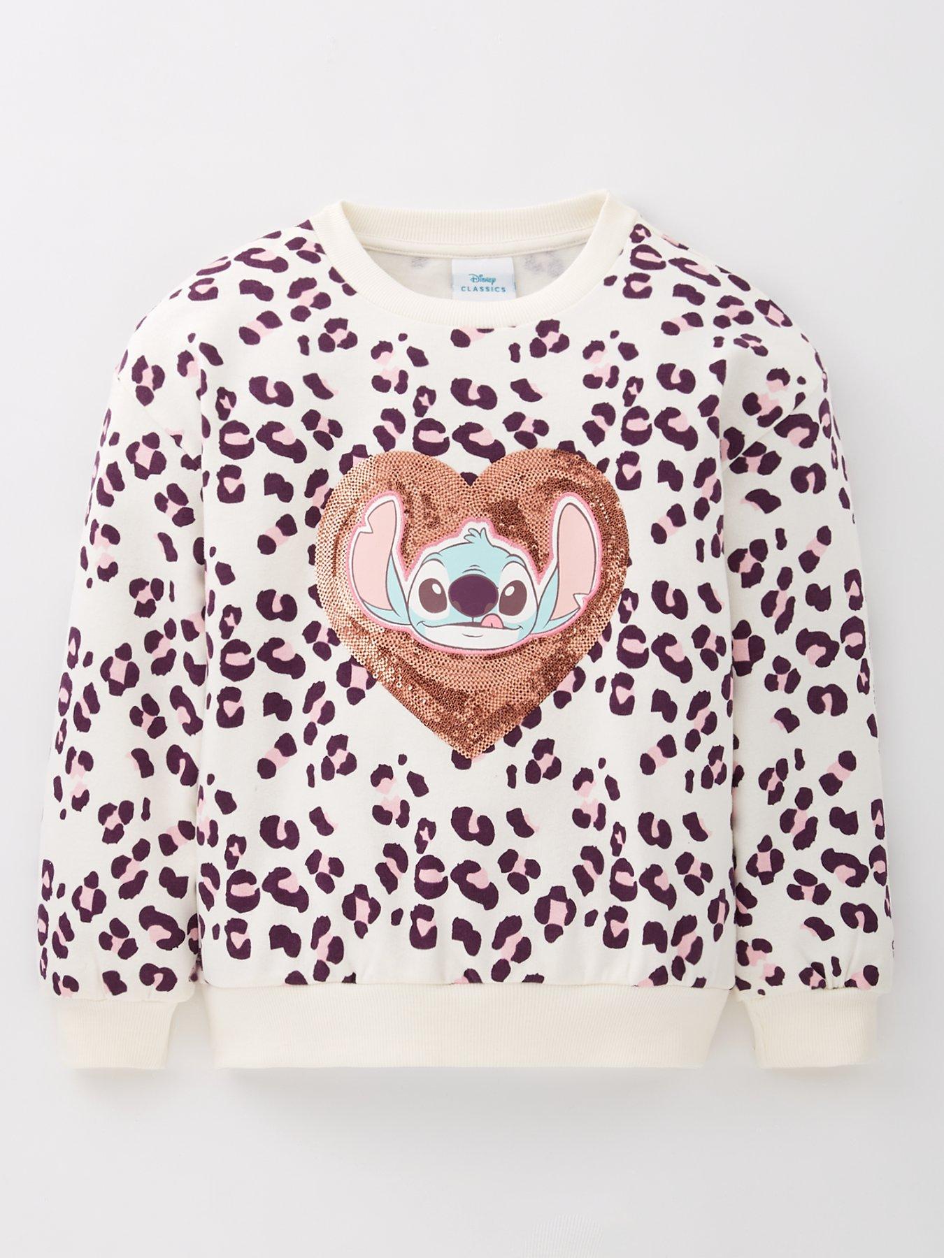undefined Disney's Stitch Leopard Print Sequin Sweatshirt - Cream