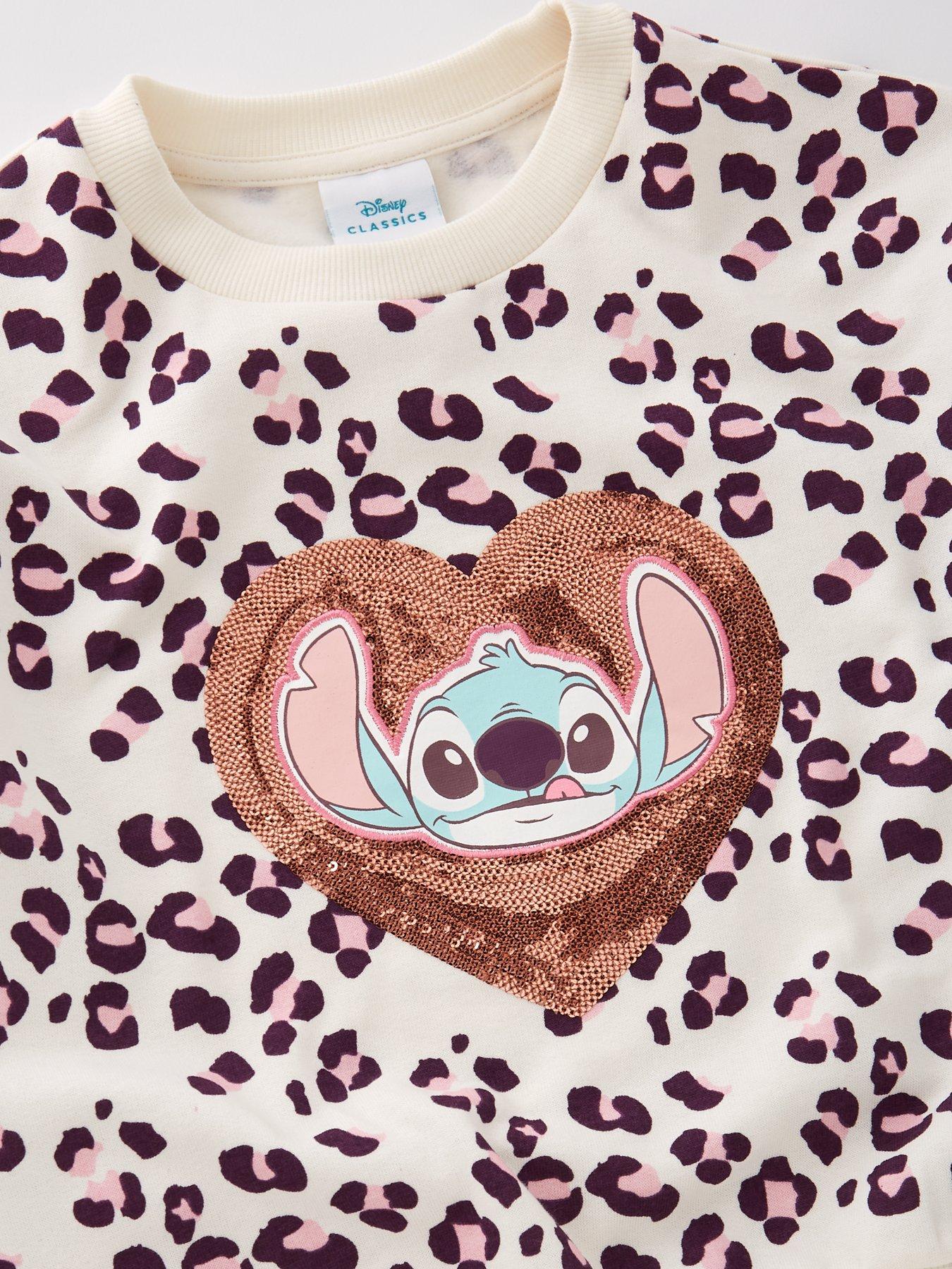 Image 3 of 4 of Disney Lilo & Stitch Disney's Lilo &amp; Stitch Leopard Print Sequin Sweatshirt - Cream