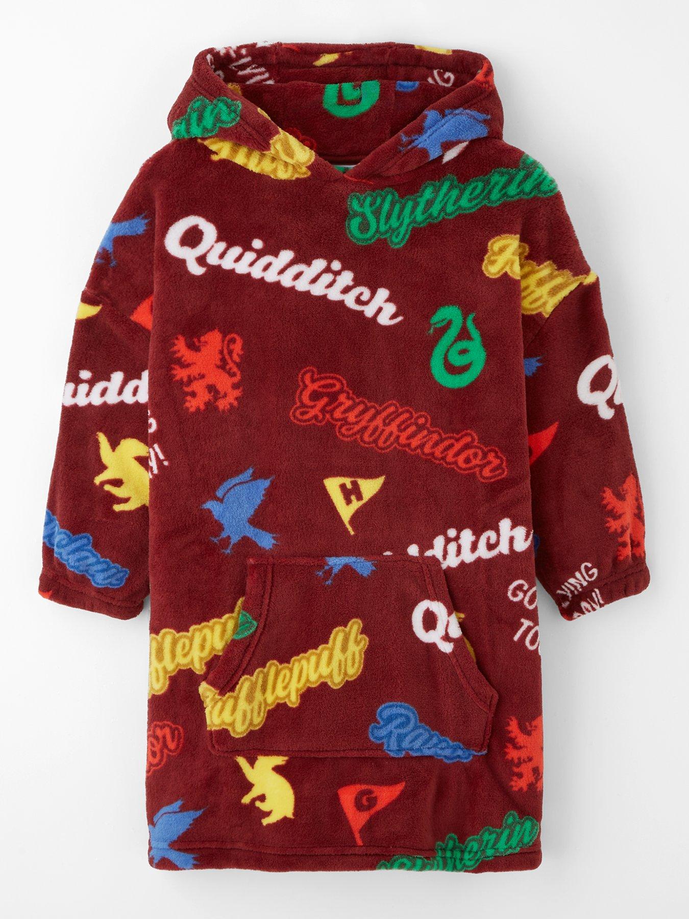 Harry Potter Hogwarts All Over Print Hooded Blanket - Burgundy