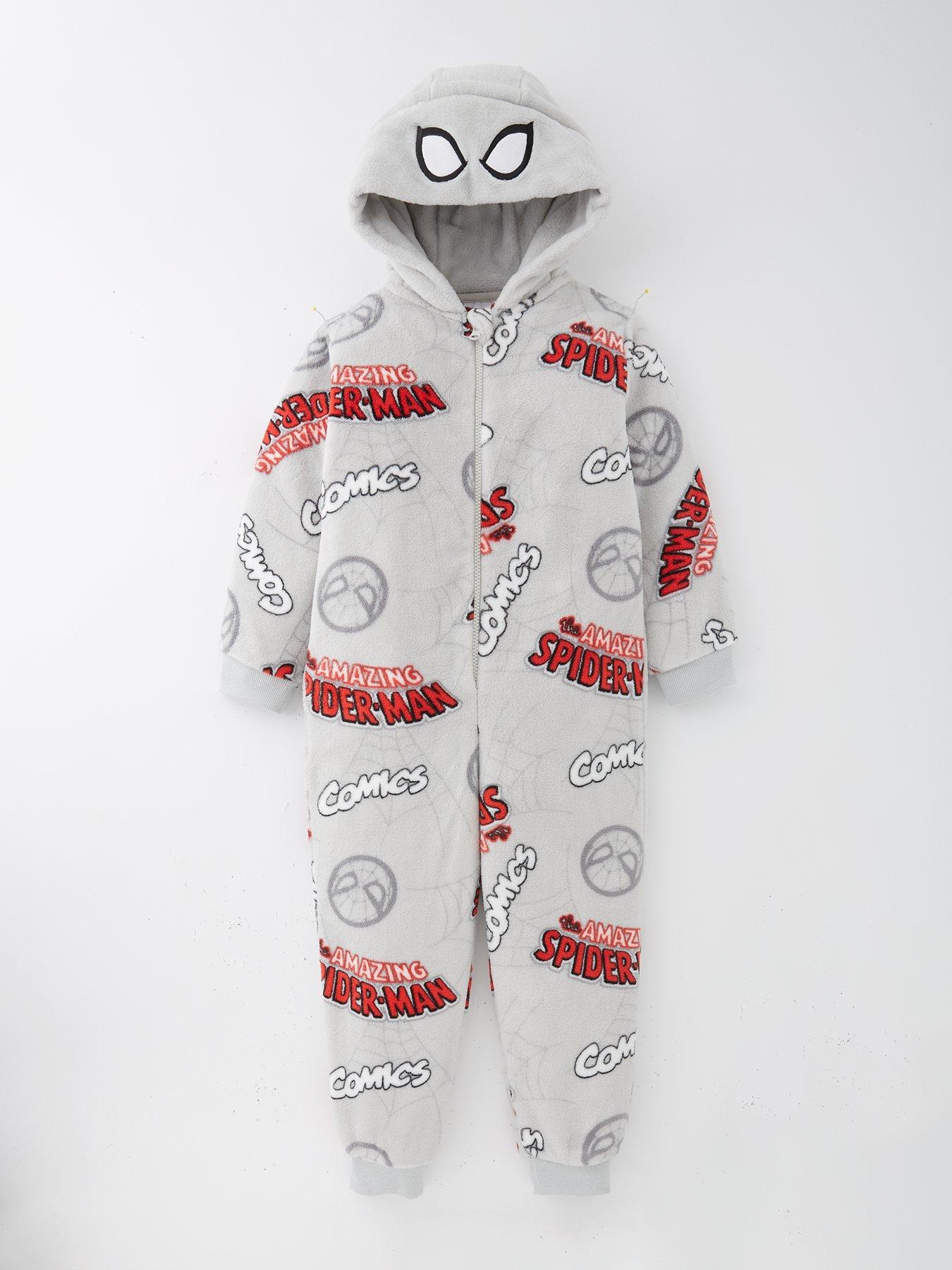 spiderman-comics-fleece-all-in-one-grey
