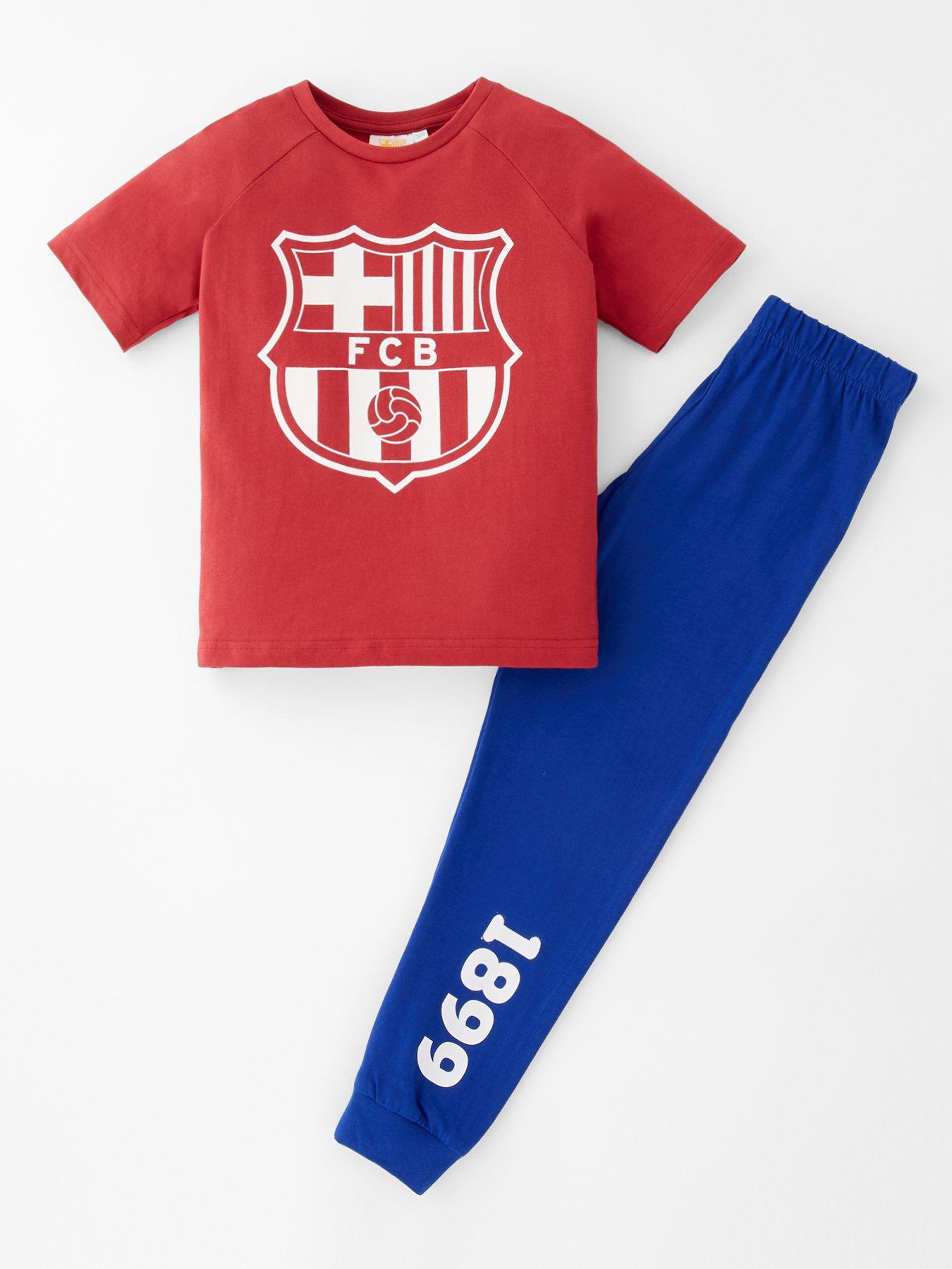 undefined FC Barcelona Football Short Sleeve Pyjamas - Red/Blue