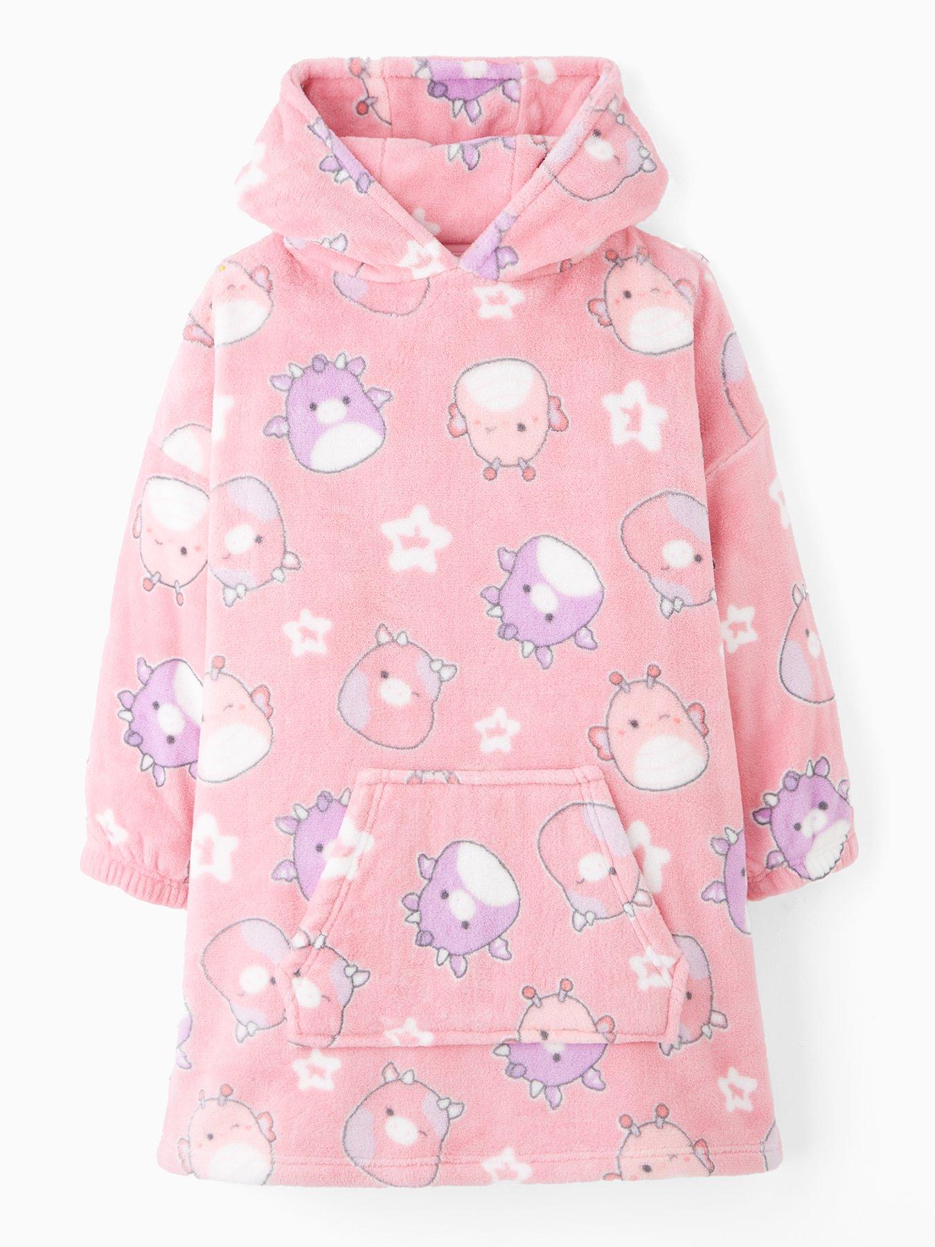 front image of squishmallows-hooded-blanket-pink