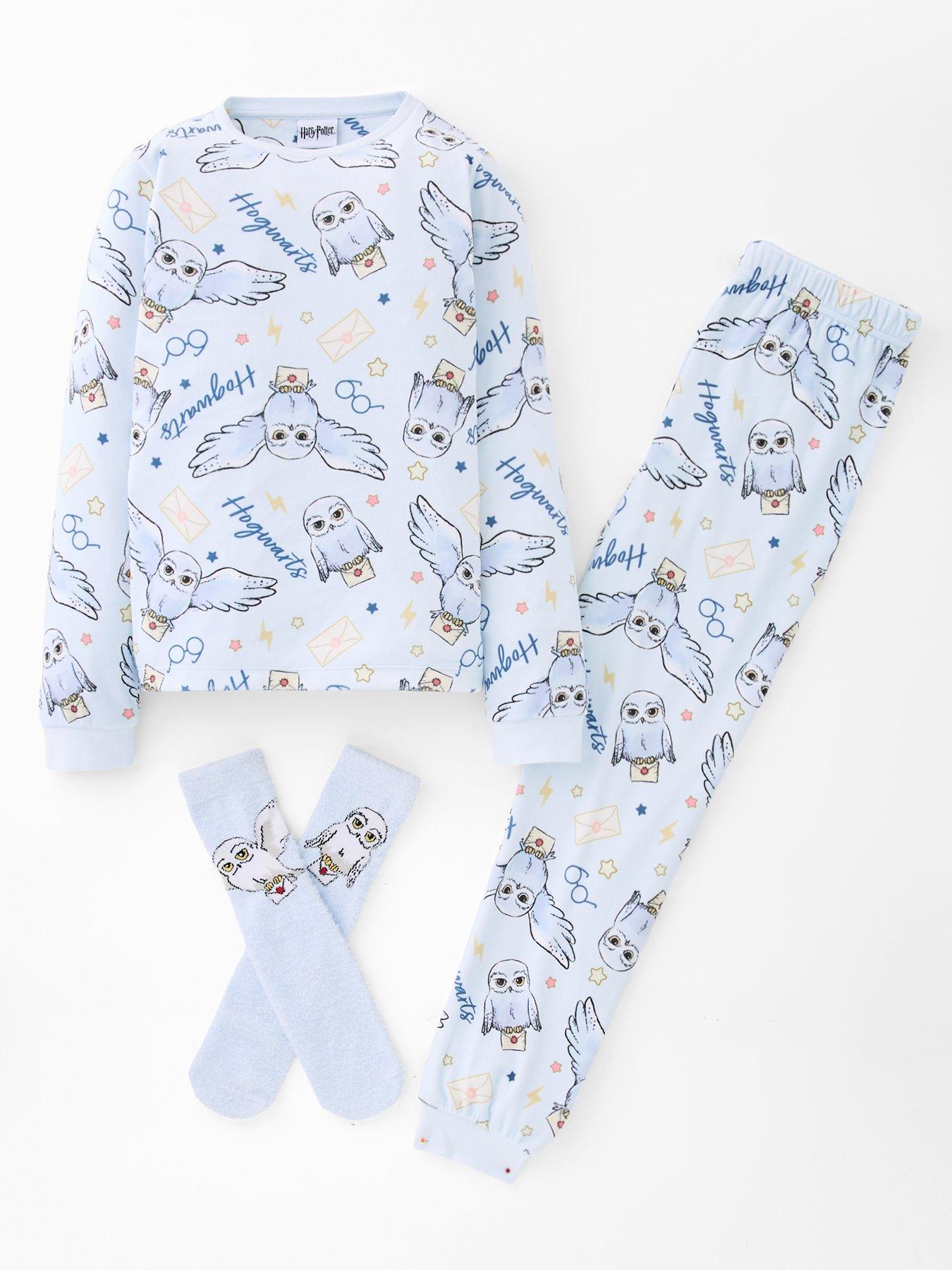 Harry Potter Hedwig Fleece Pyjamas With Socks Set - Blue