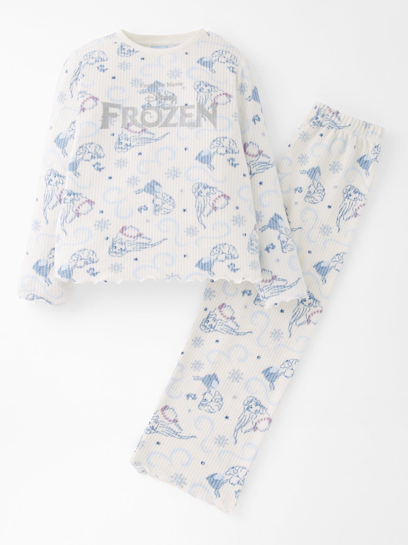 Image 1 of 5 of Disney Frozen Snit Ribbed Pyjamas - Blue