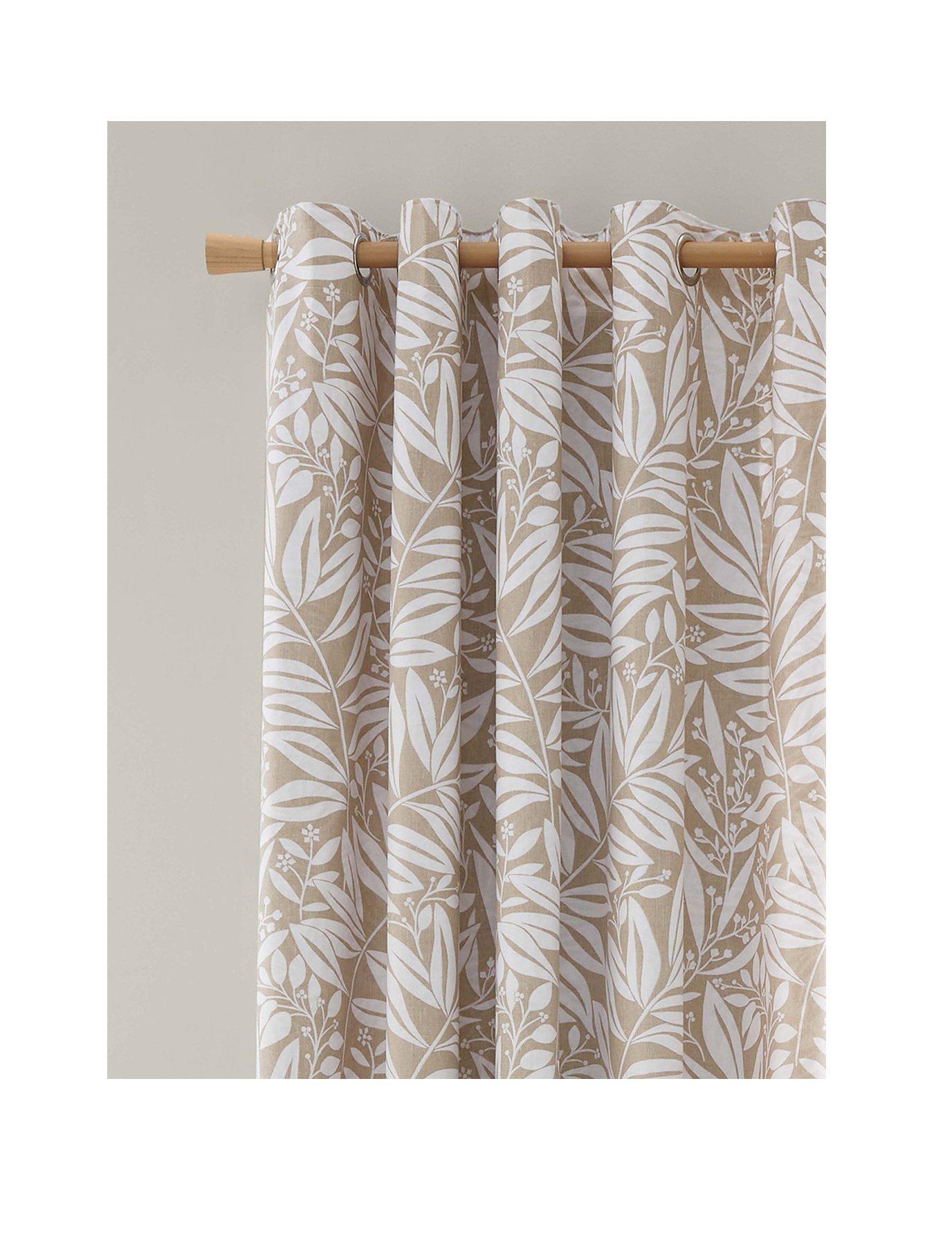 Image 2 of 5 of Catherine Lansfield Sorrel Leaf Reversible Eyelet Curtains - Natural