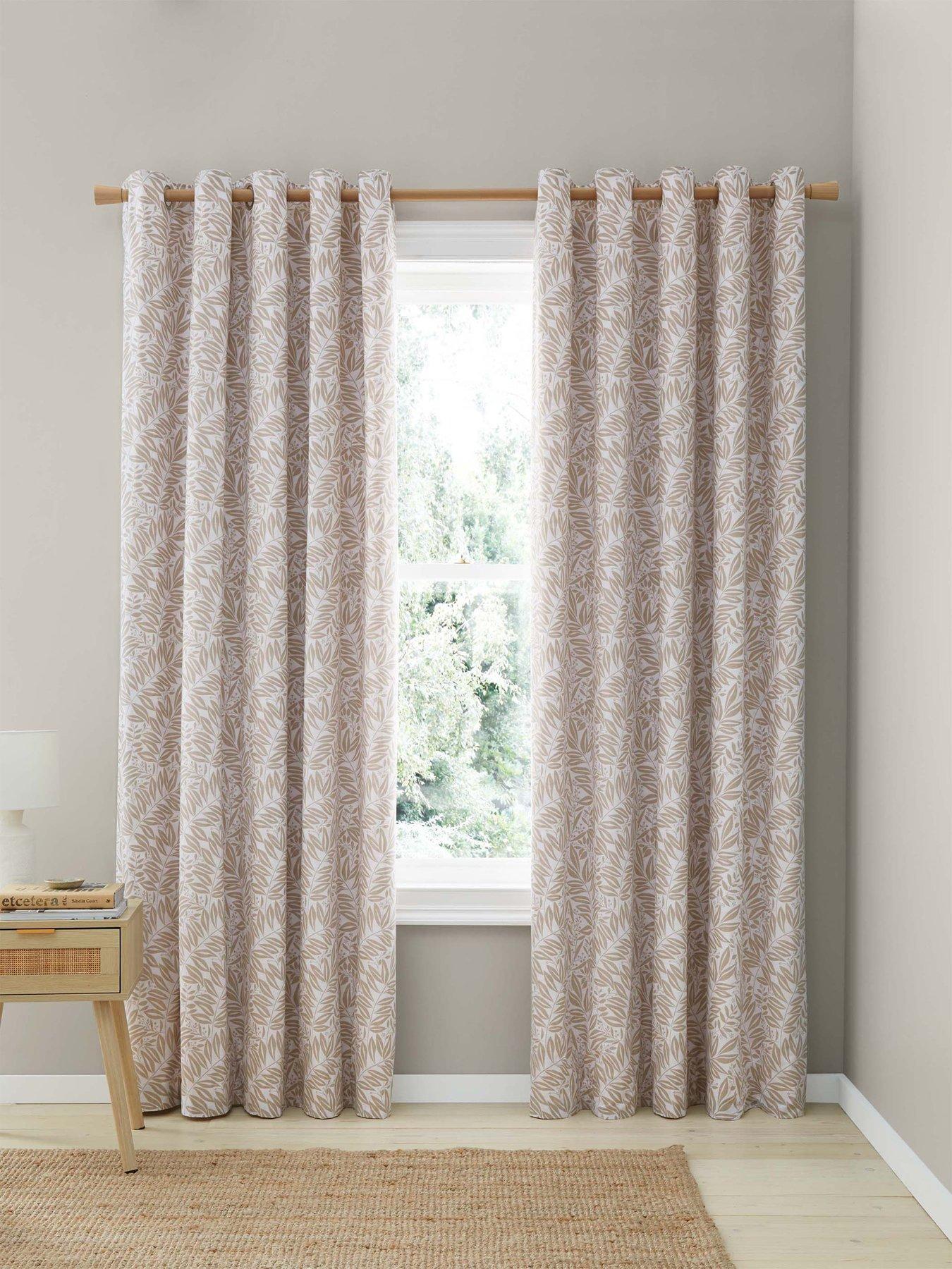 Image 4 of 5 of Catherine Lansfield Sorrel Leaf Reversible Eyelet Curtains - Natural