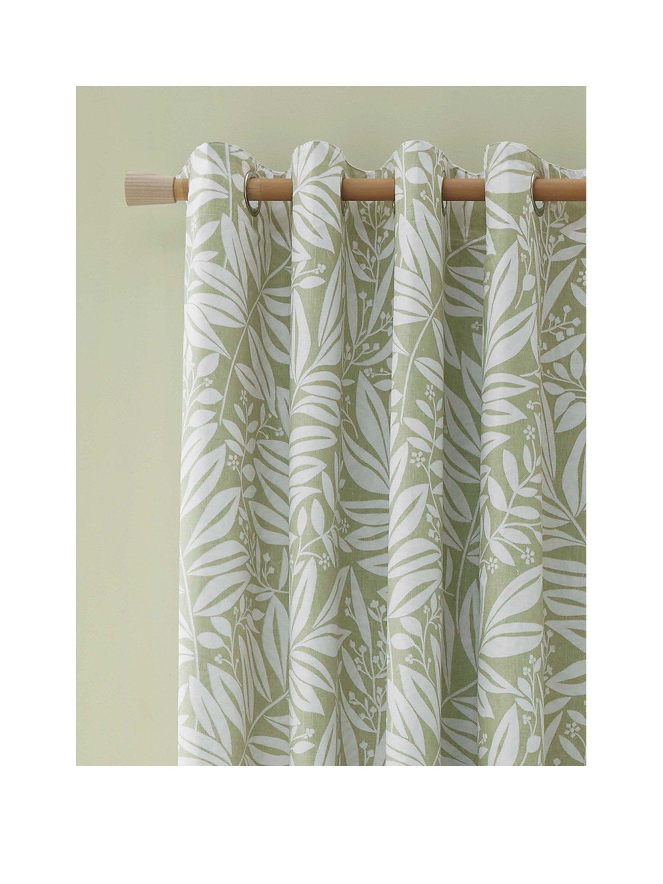  image of catherine-lansfield-sorrel-leaf-reversible-eyelet-curtains-in-green