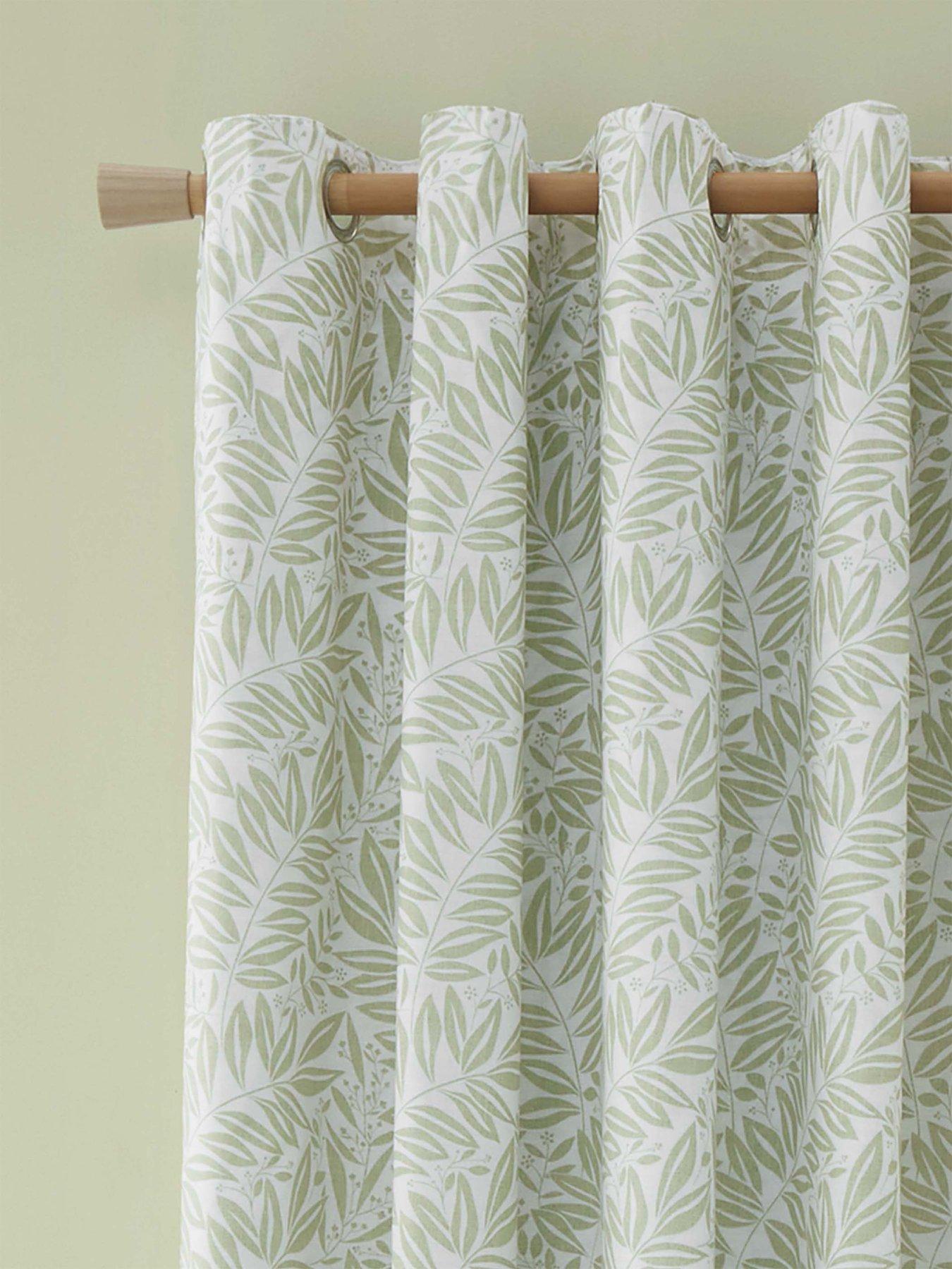  image of catherine-lansfield-sorrel-leaf-reversible-eyelet-curtains-in-green