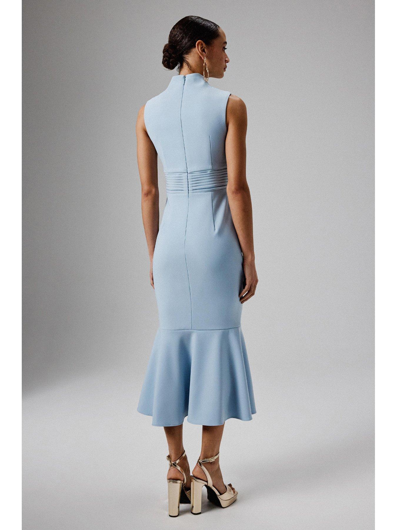  image of lavish-alice-high-neck-micro-shell-midi-dress-blue