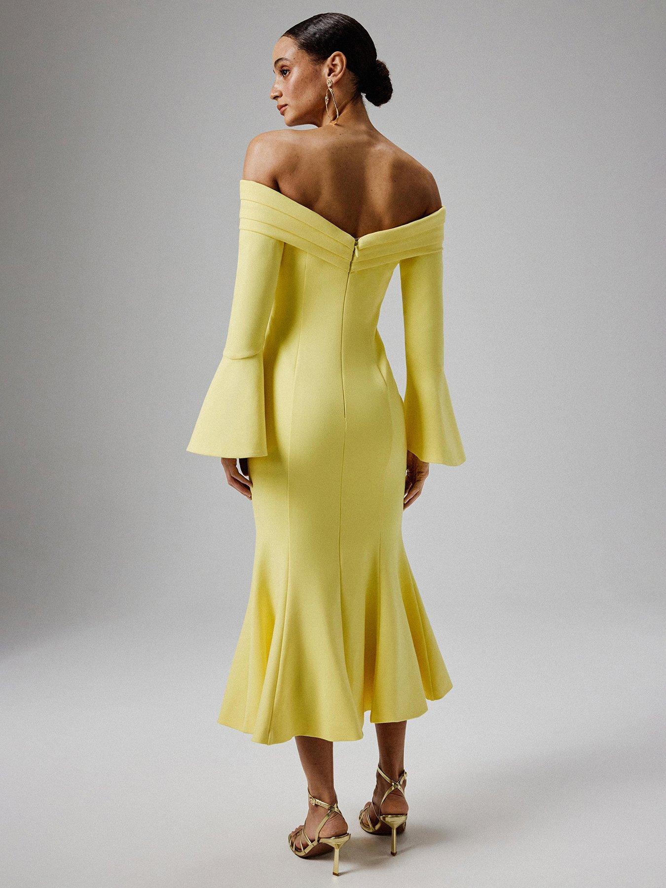 slim fit dress slacks Cutout Neckline Draped Fit & Flare Midi Dress main image 0
