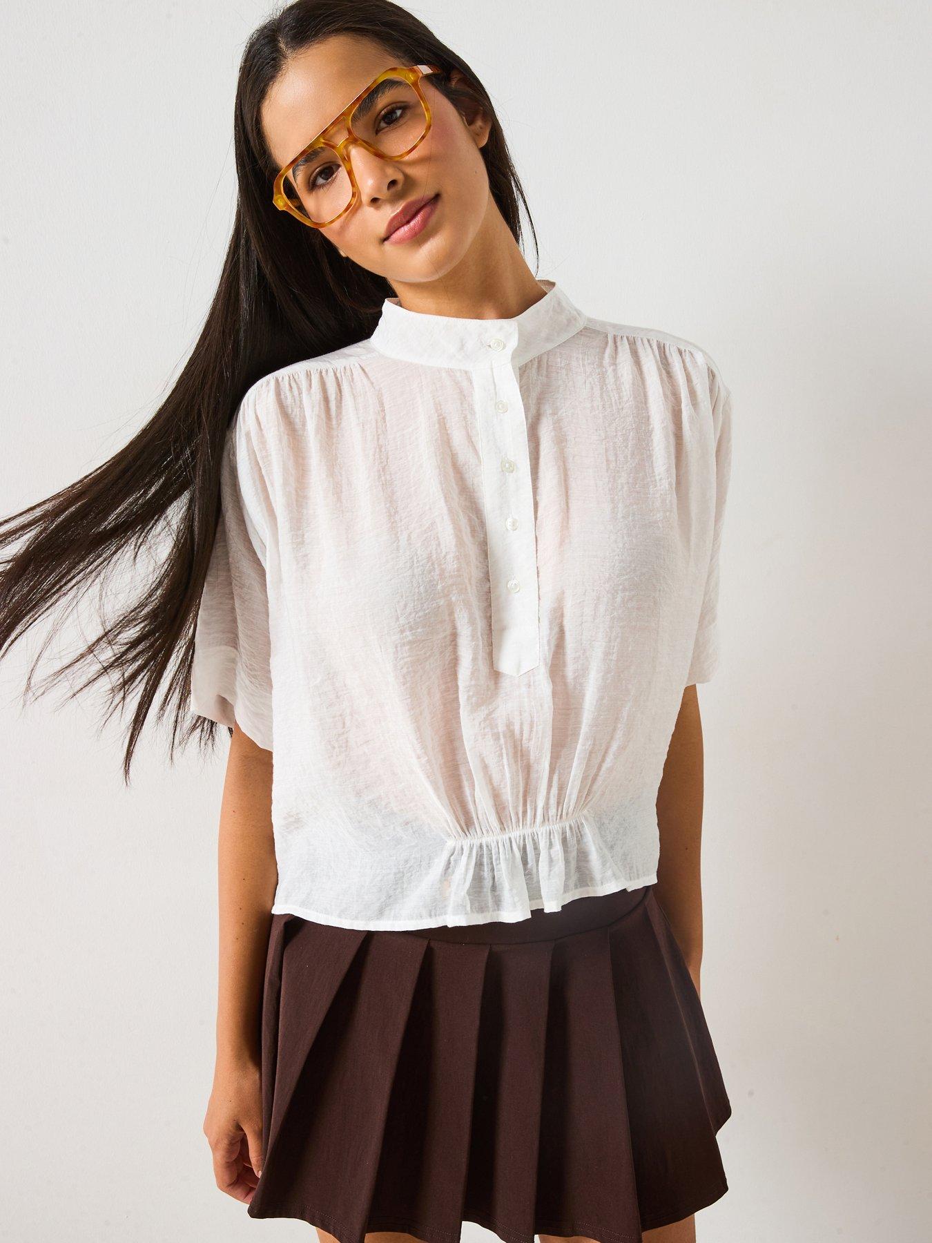 undefined Button Shift Blouse - Ivory