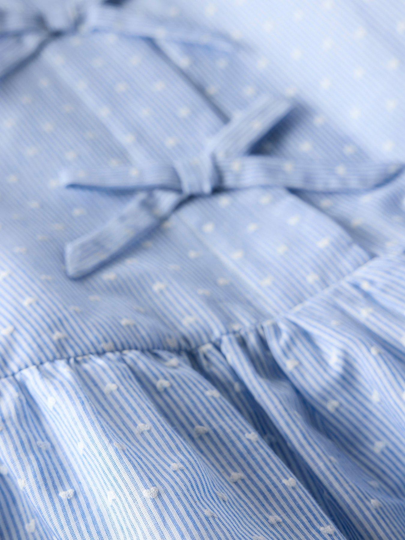  image of mint-velvet-striped-puff-sleeve-top-blue