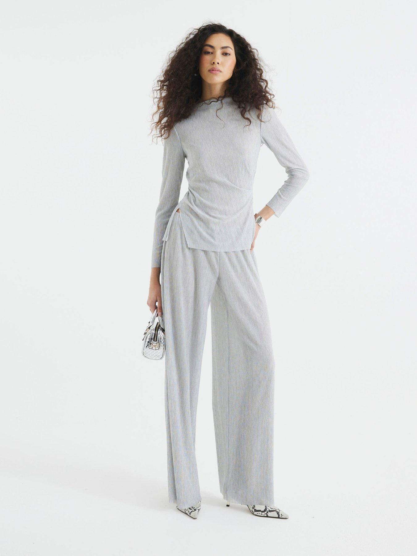  image of river-island-drape-asymmetric-top-set-light-grey