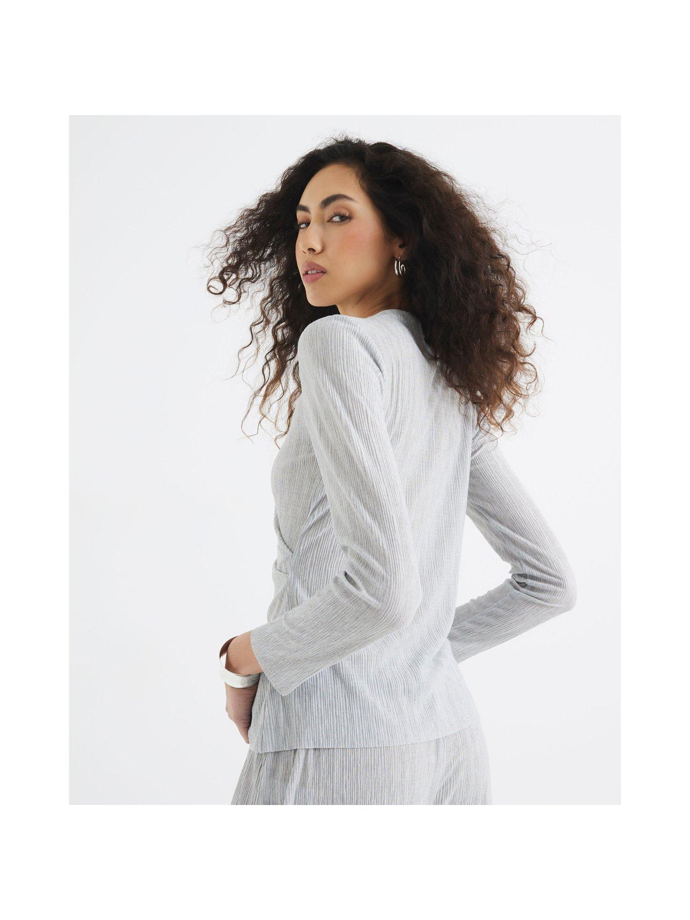  image of river-island-drape-asymmetric-top-set-light-grey
