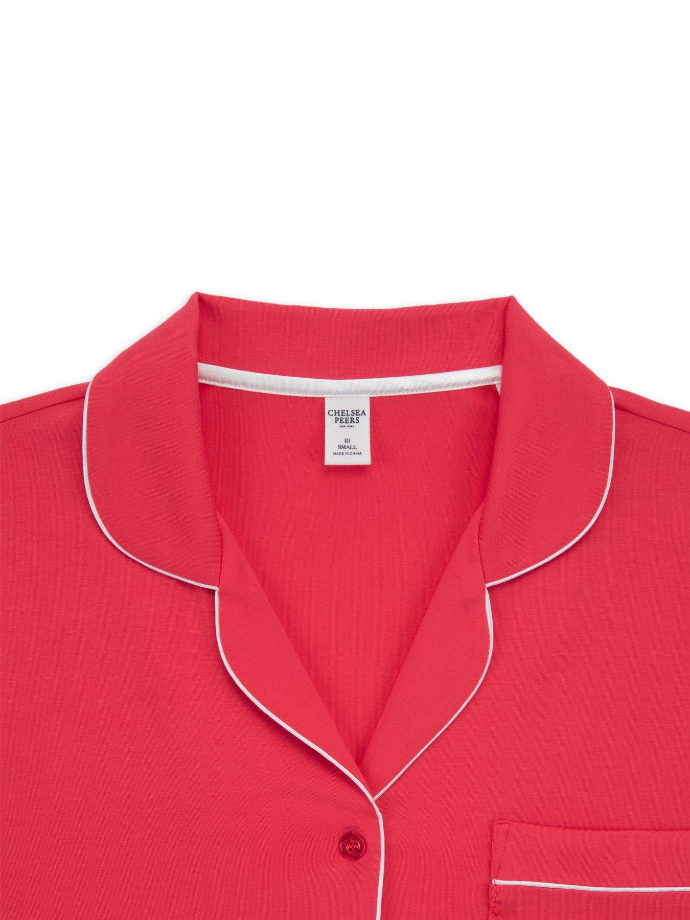  image of chelsea-peers-short-button-up-pyjama-set-bright-pink