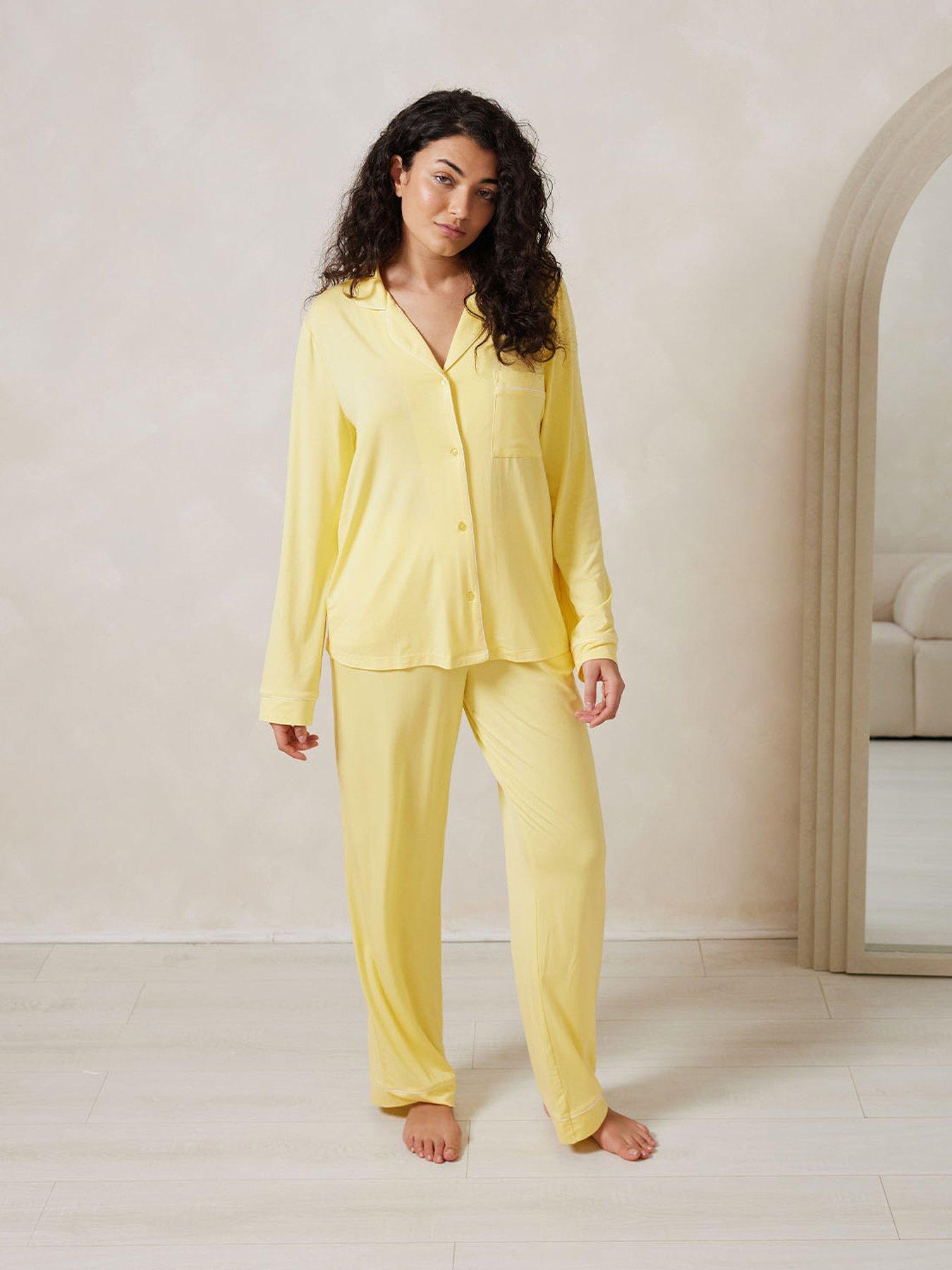 chelsea-peers-button-up-long-pyjama-set-yellow