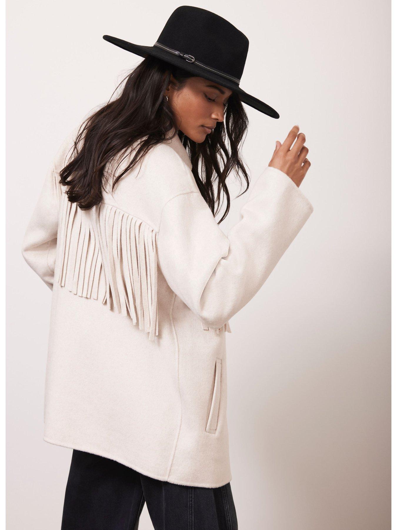  image of mint-velvet-neutral-tassel-detail-jacket-beige