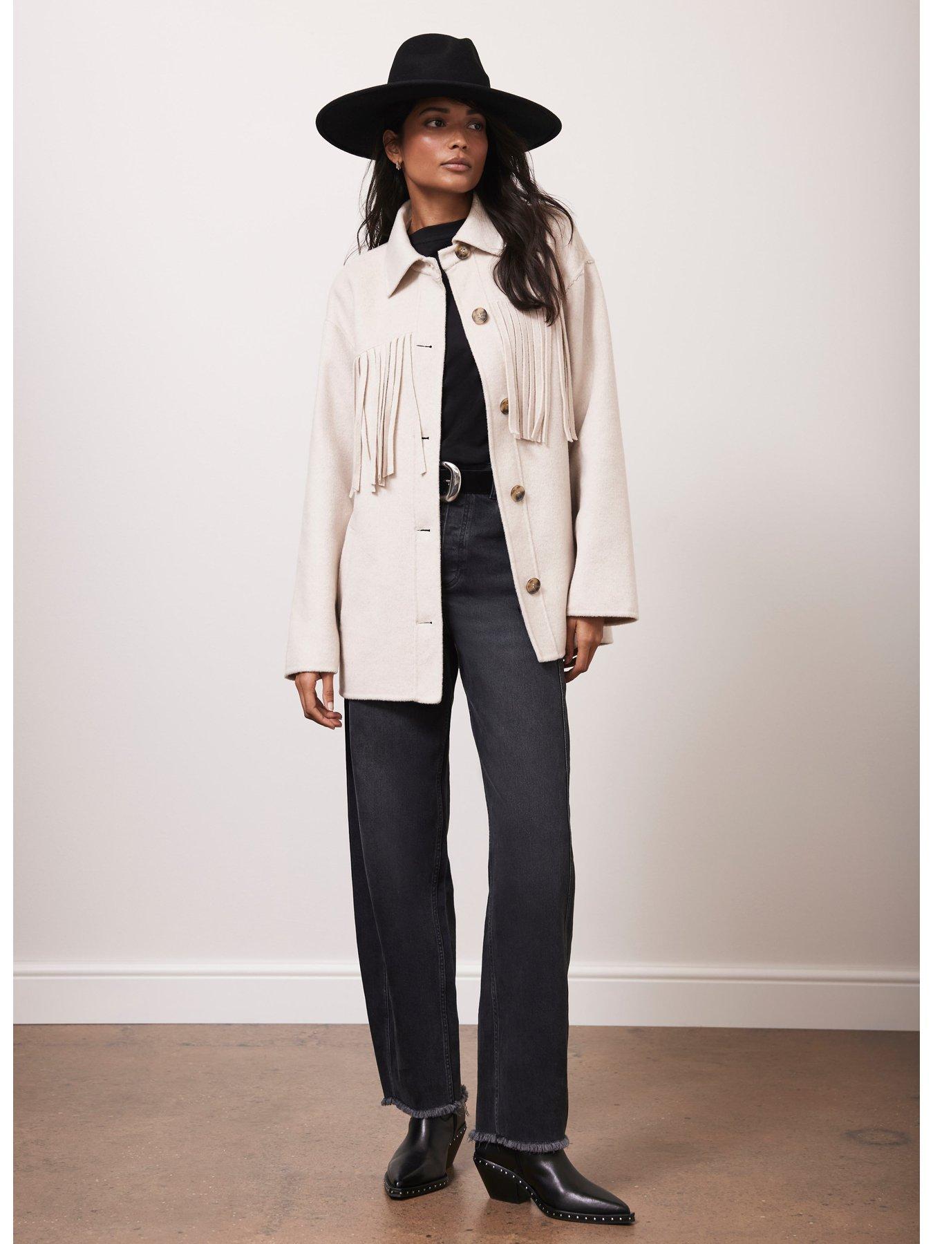  image of mint-velvet-neutral-tassel-detail-jacket-beige
