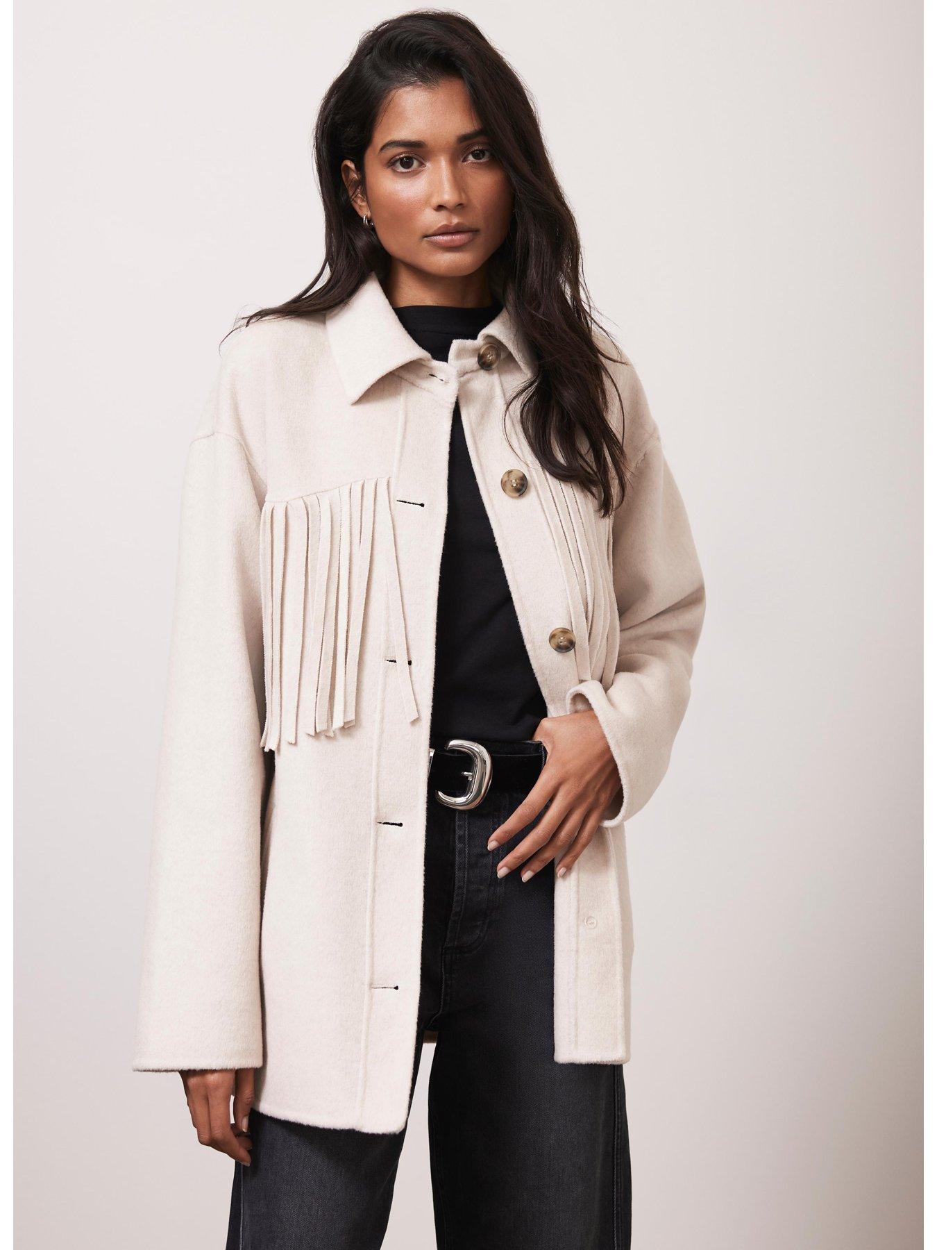  image of mint-velvet-neutral-tassel-detail-jacket-beige
