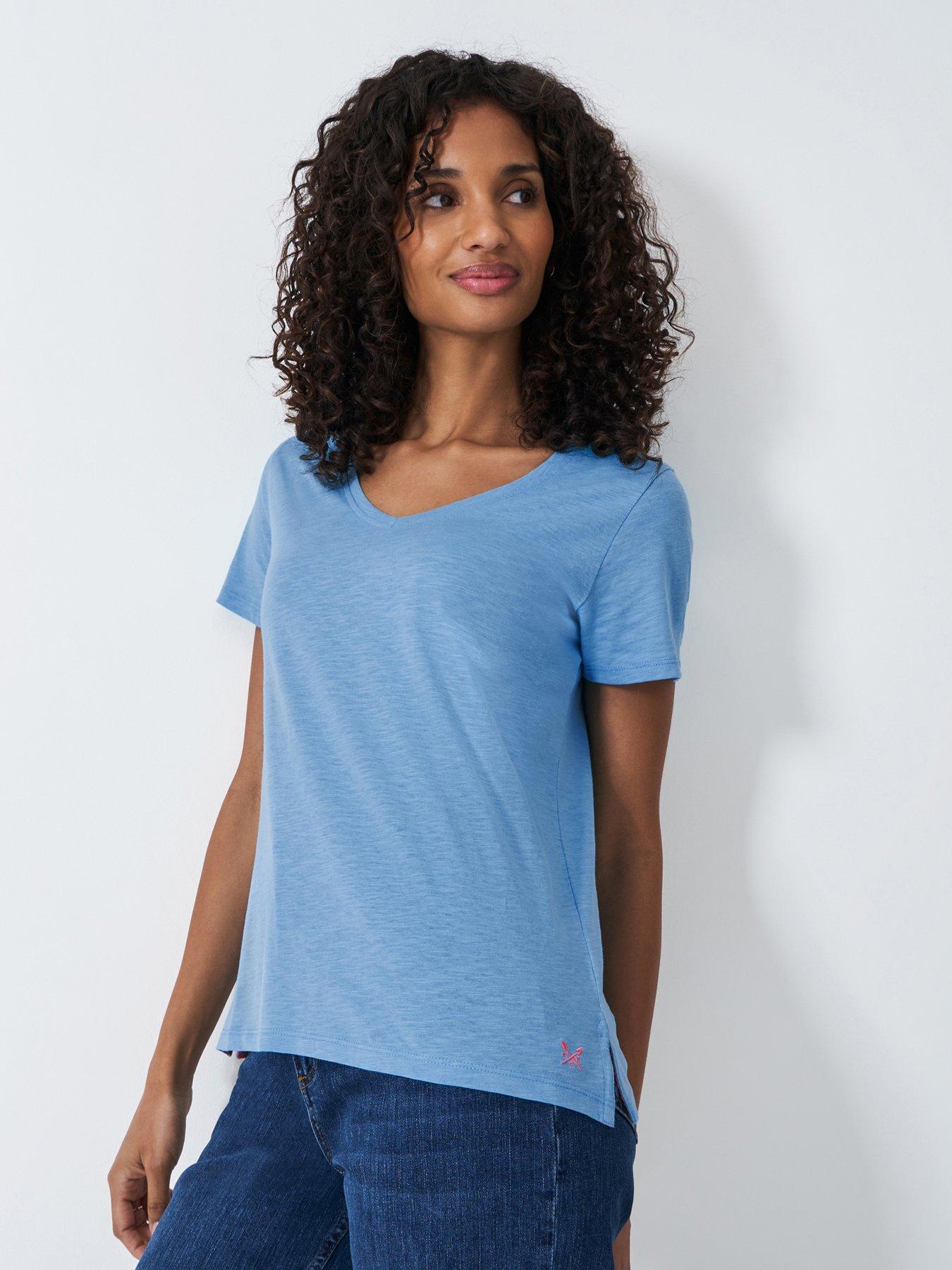 undefined Slub V Neck T-Shirt - Blue
