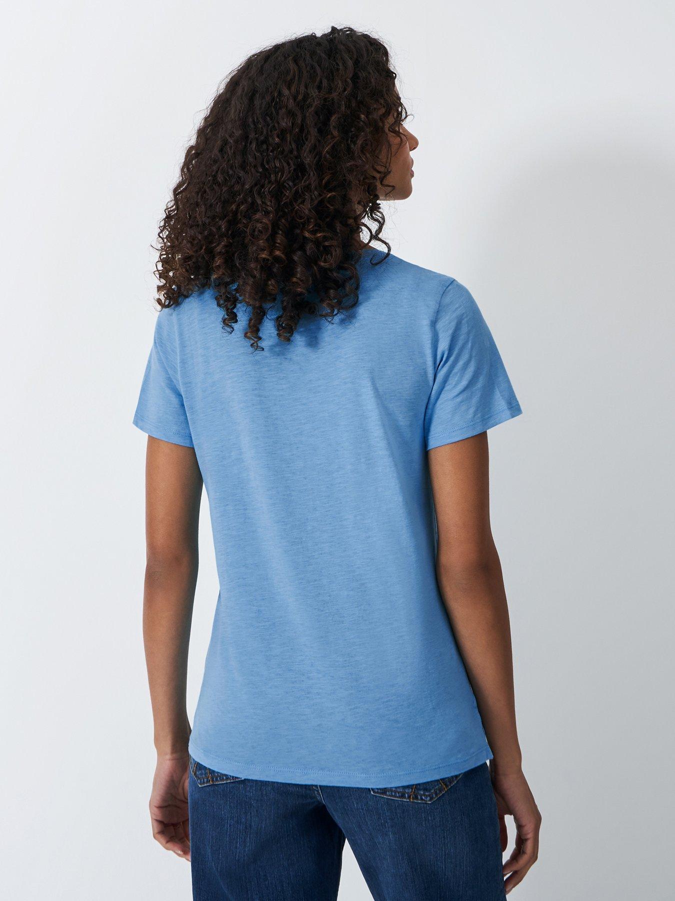  image of crew-clothing-slub-v-neck-t-shirt-blue