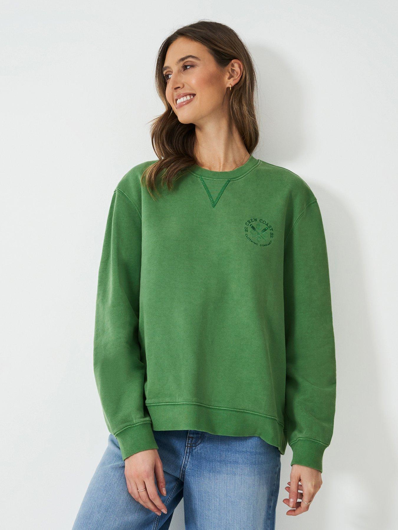  image of crew-clothing-pigment-dyed-neck-sweatshirt-green