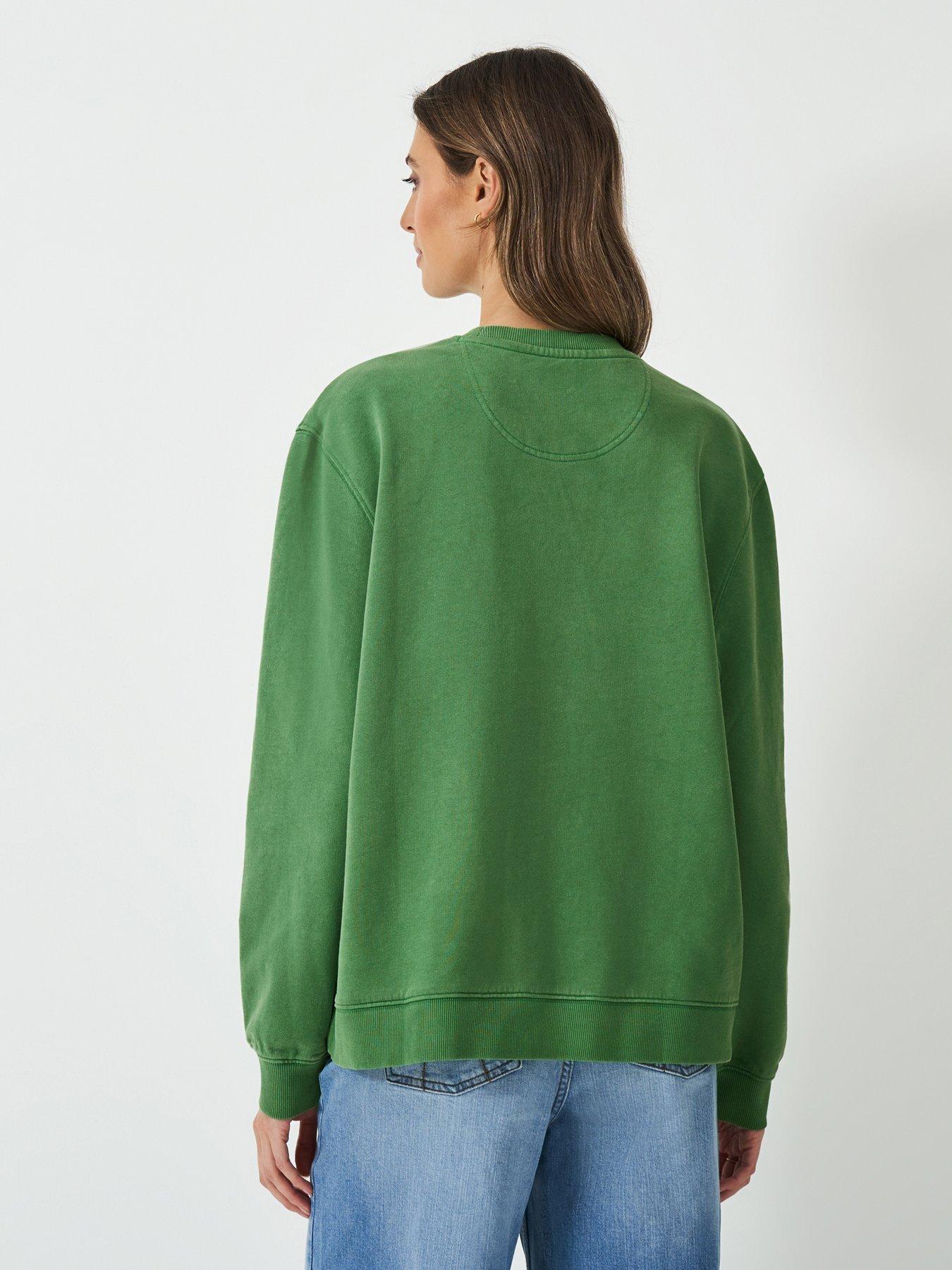  image of crew-clothing-pigment-dyed-neck-sweatshirt-green