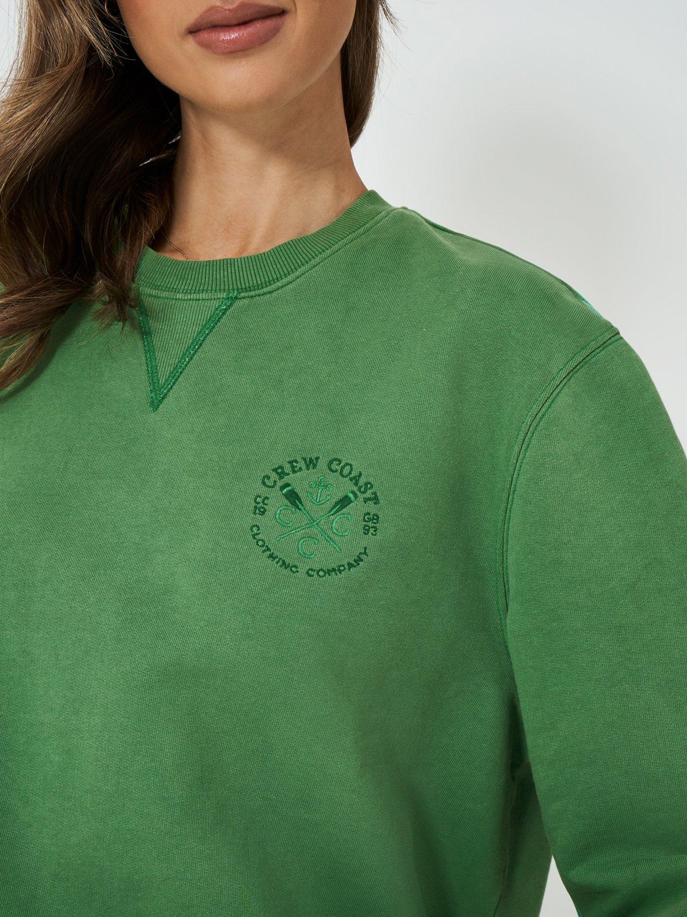  image of crew-clothing-pigment-dyed-neck-sweatshirt-green