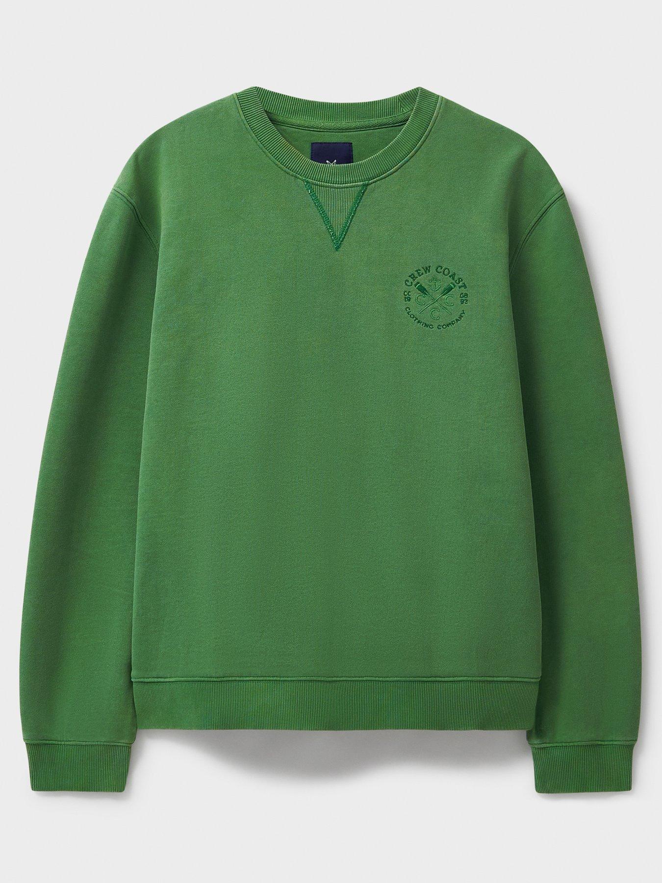  image of crew-clothing-pigment-dyed-neck-sweatshirt-green