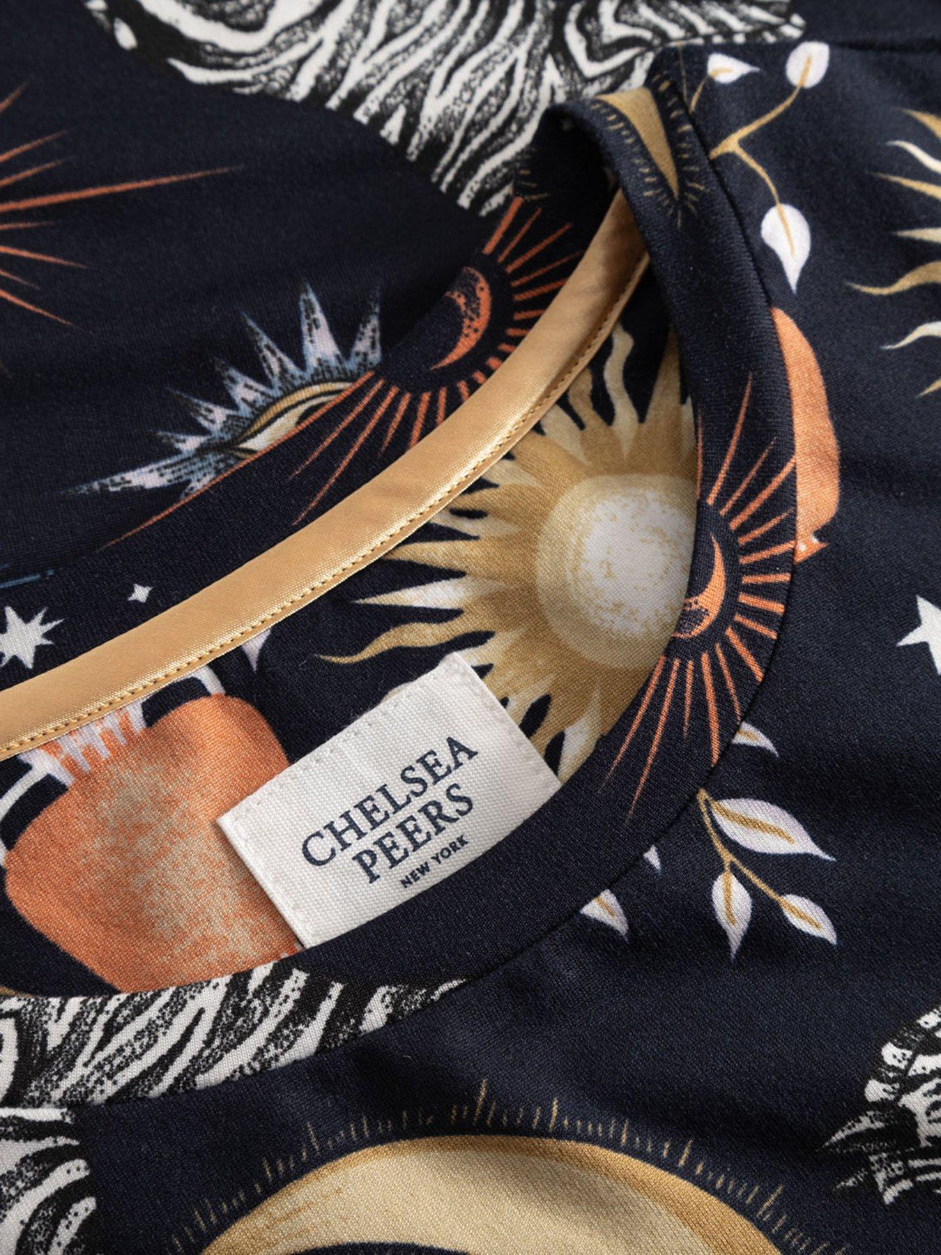 Image 6 of 6 of CHELSEA PEERS Crew Neck Short Set&nbsp;celestial Zebra - Navy