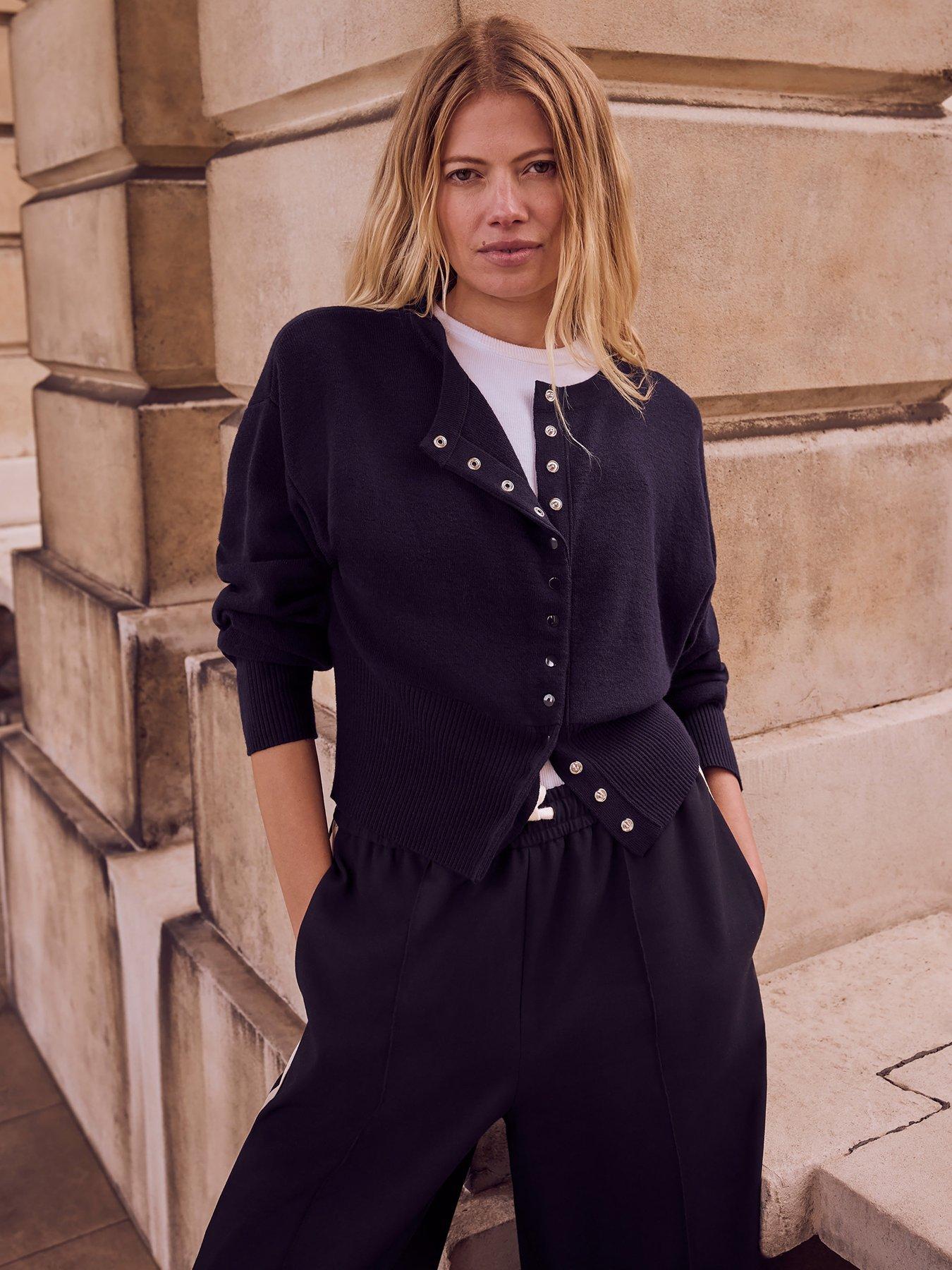  image of mint-velvet-cotton-blend-cardigan-navy