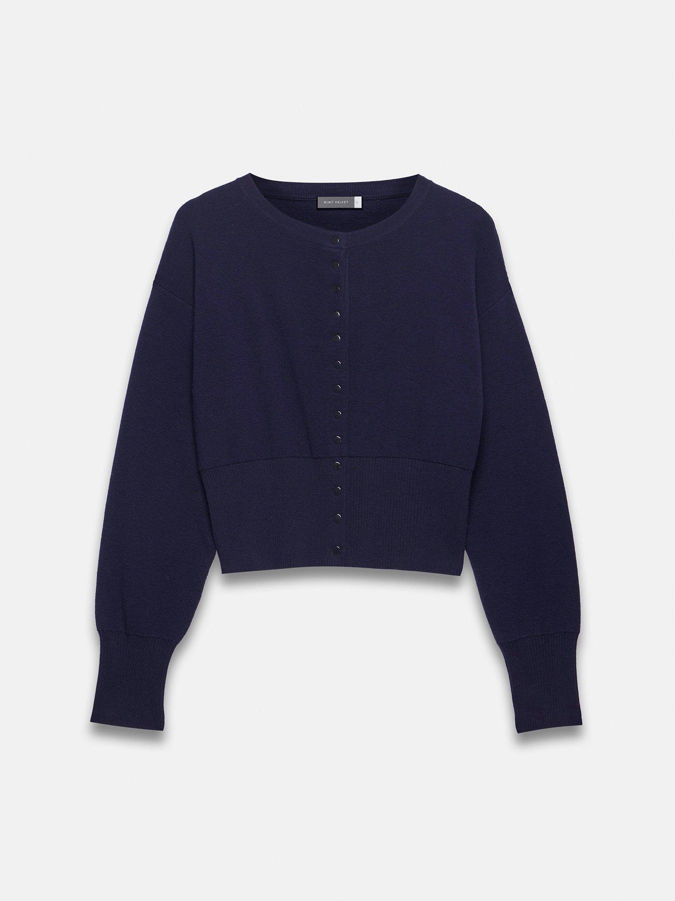  image of mint-velvet-cotton-blend-cardigan-navy