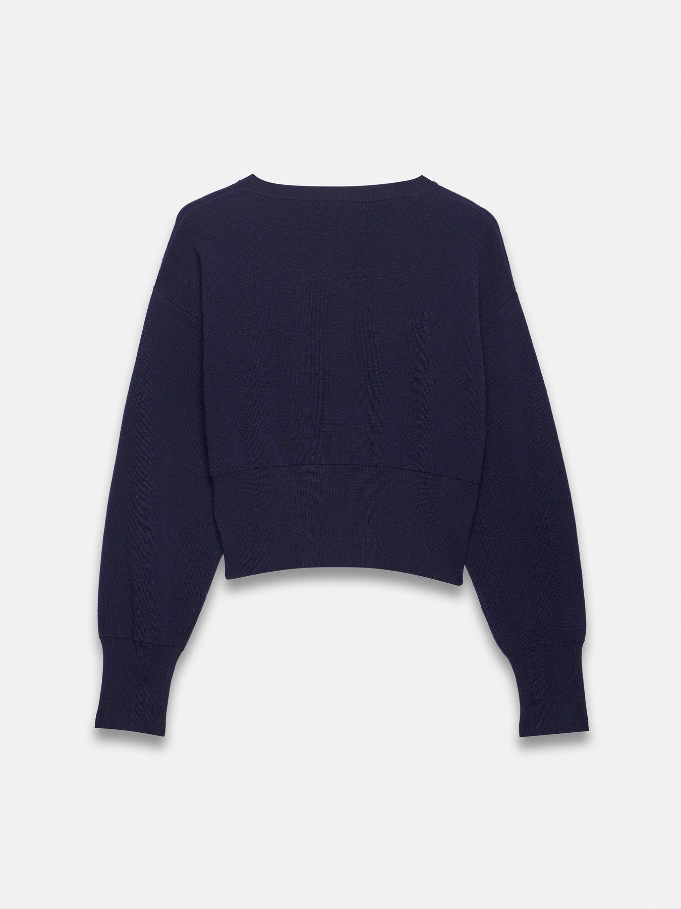  image of mint-velvet-cotton-blend-cardigan-navy