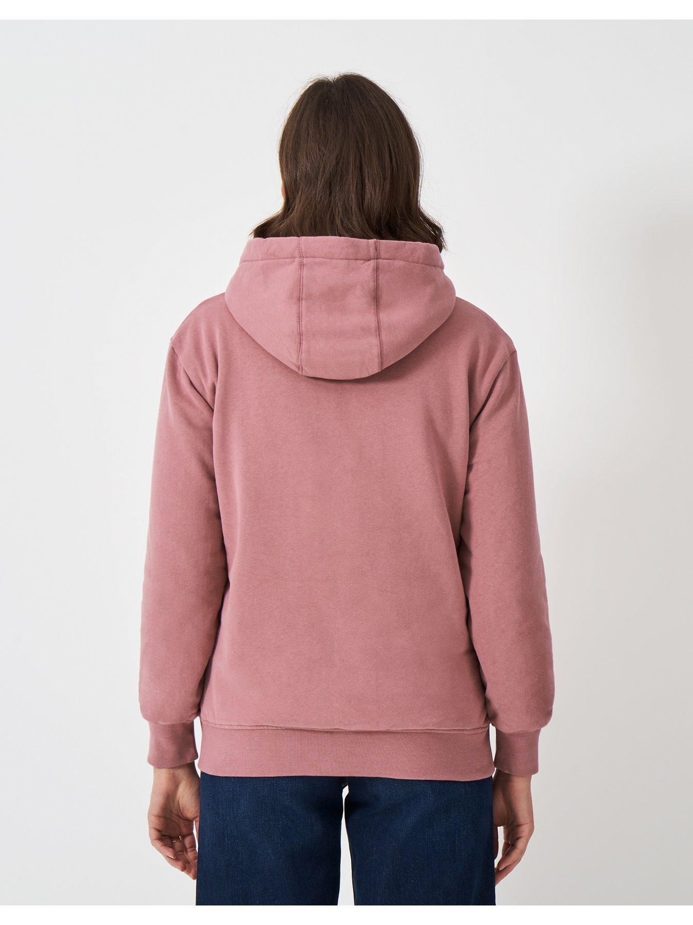  image of crew-clothing-borg-lined-zip-through-hoodie-pink