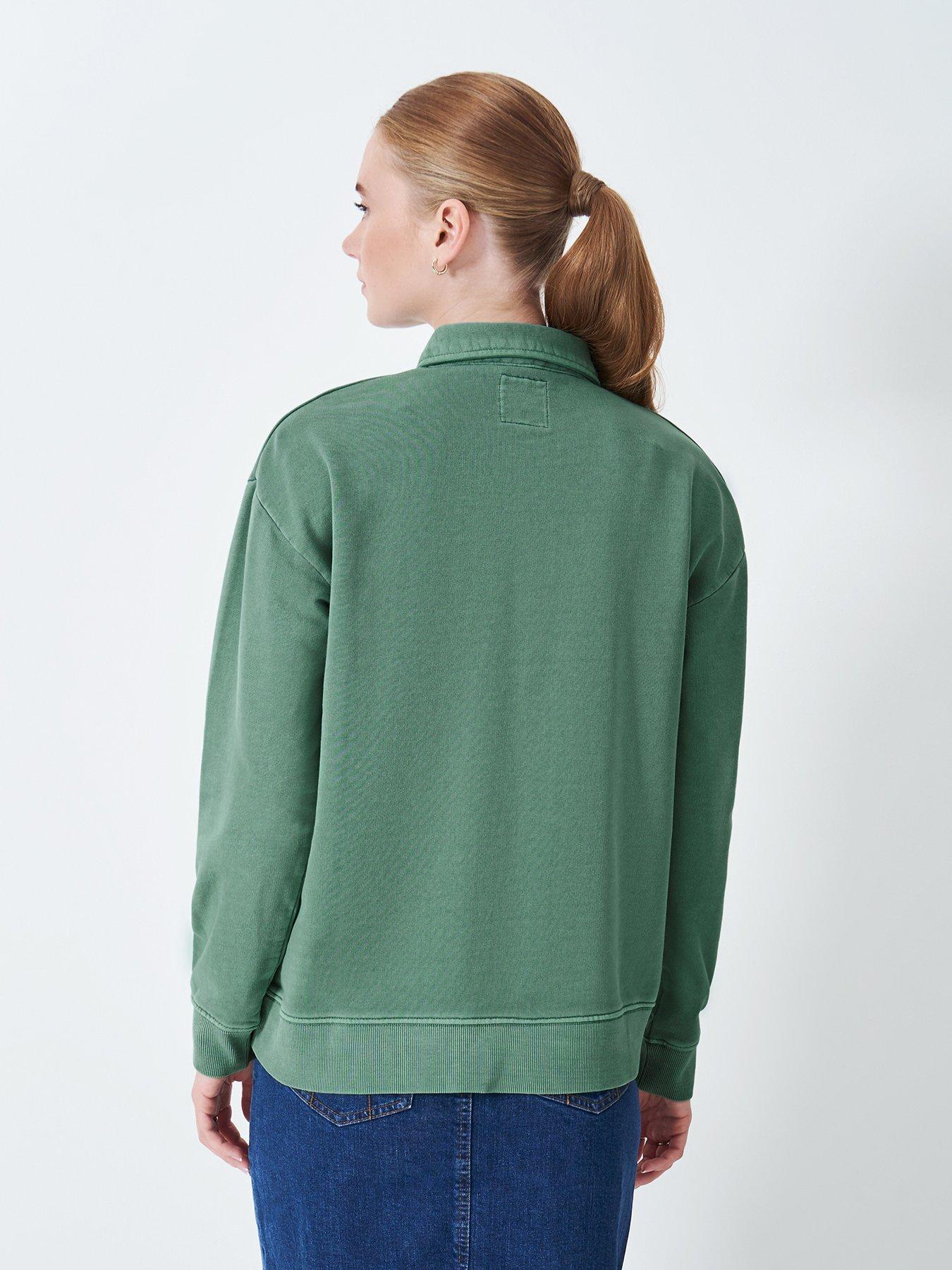  image of crew-clothing-pigment-dyed-rugby-sweatshirt-green