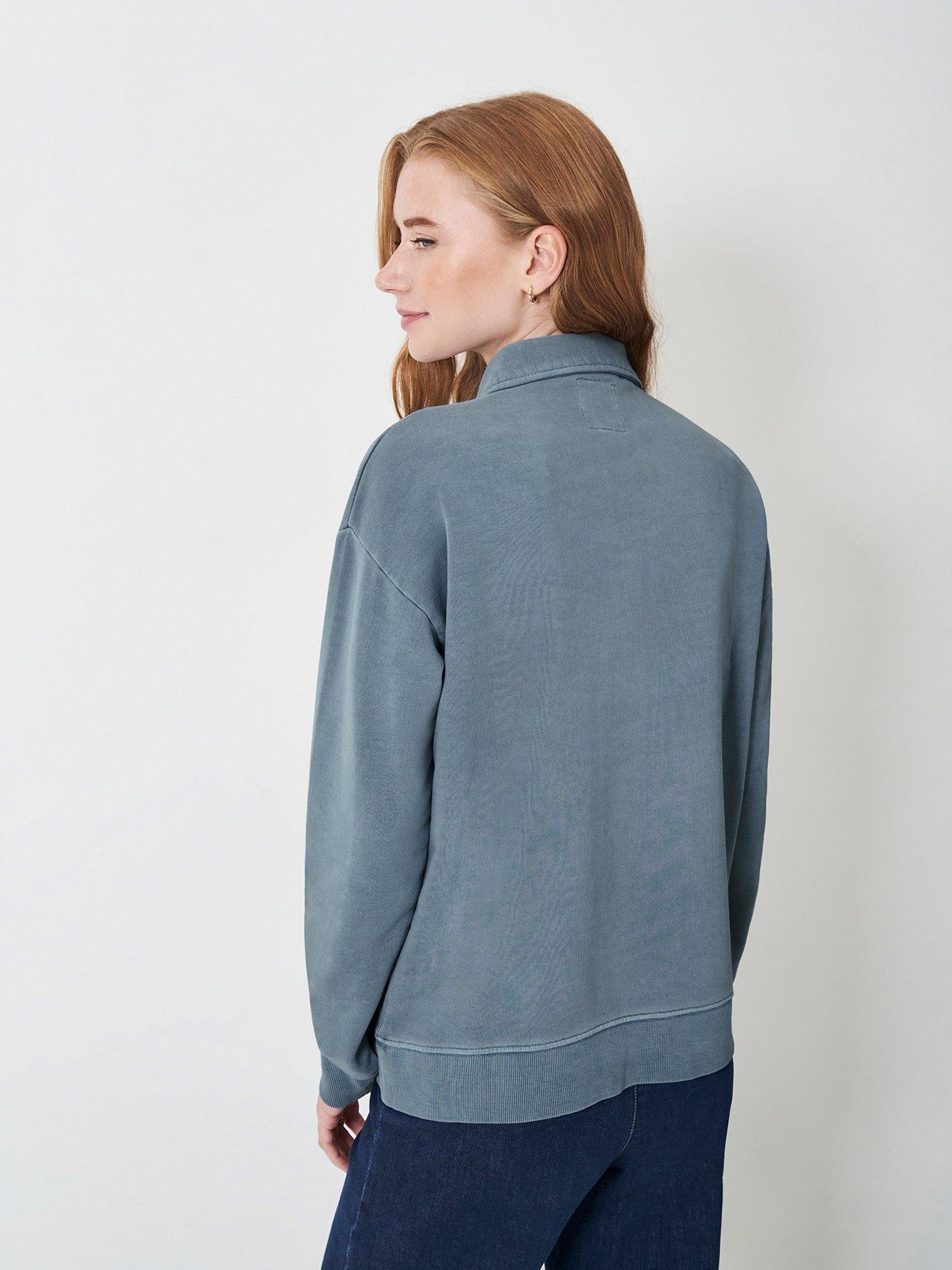 image of crew-clothing-pigment-dyed-rugby-sweatshirt-blue