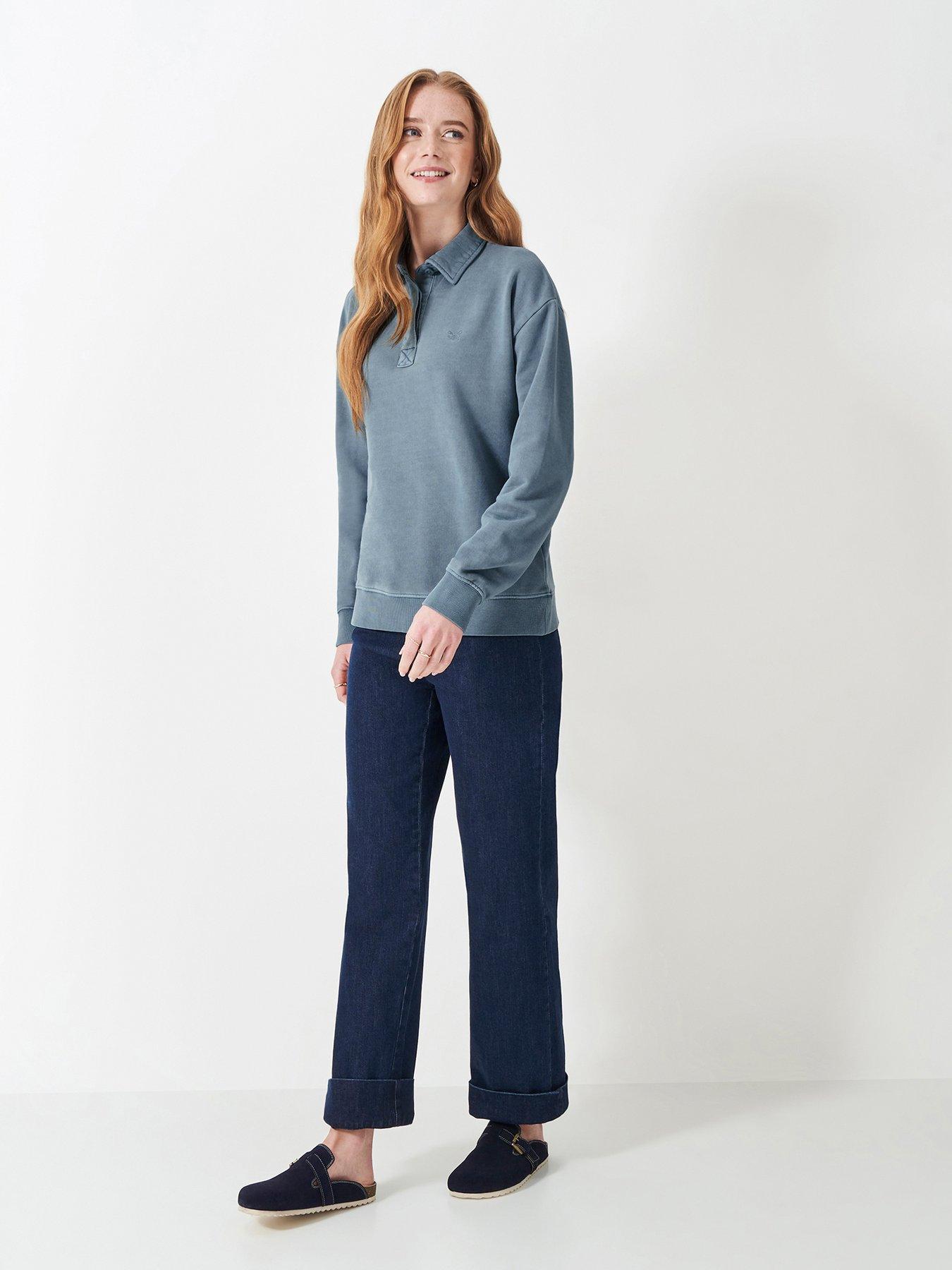  image of crew-clothing-pigment-dyed-rugby-sweatshirt-blue