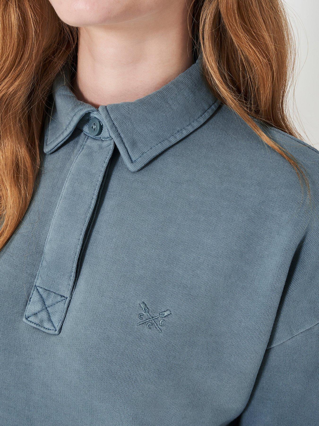  image of crew-clothing-pigment-dyed-rugby-sweatshirt-blue