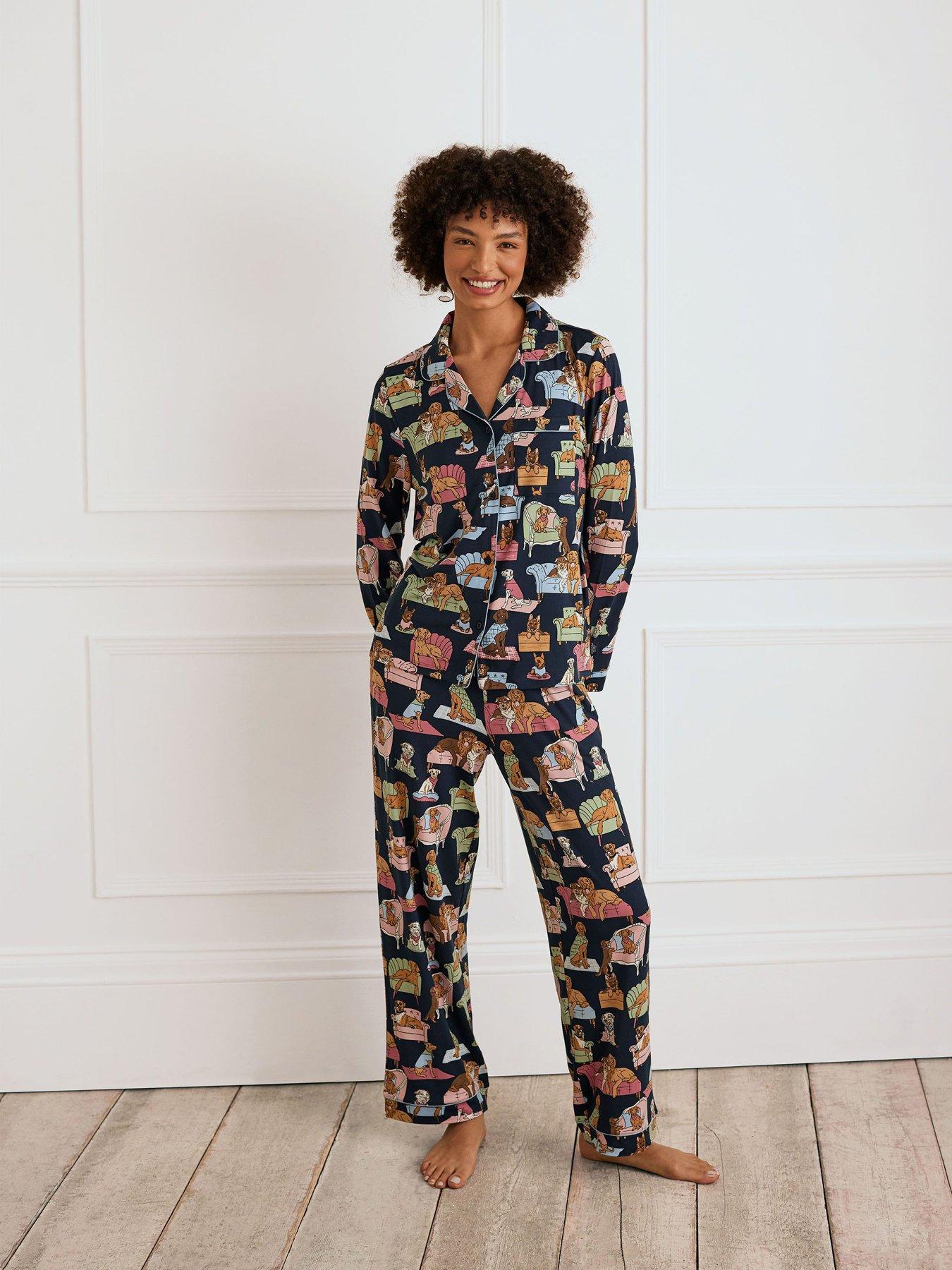 undefined Dogs Night In Long Pyjama Set - Navy